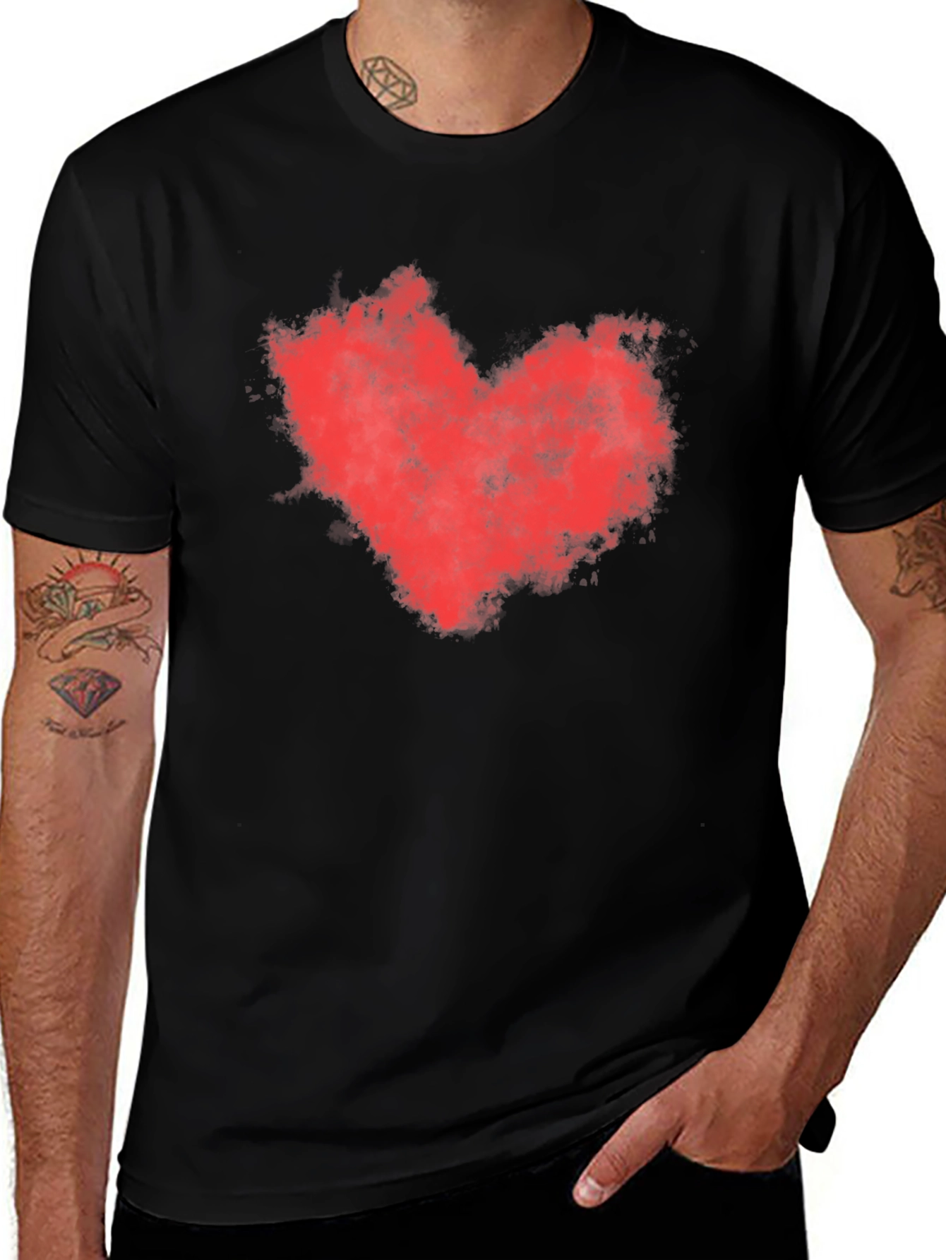 Variant 13 of Red Heart Graphic Black T-Shirt