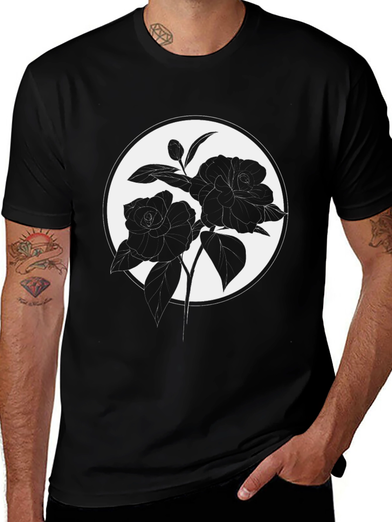 Variant 7 of Black Rose Silhouette Graphic Tee