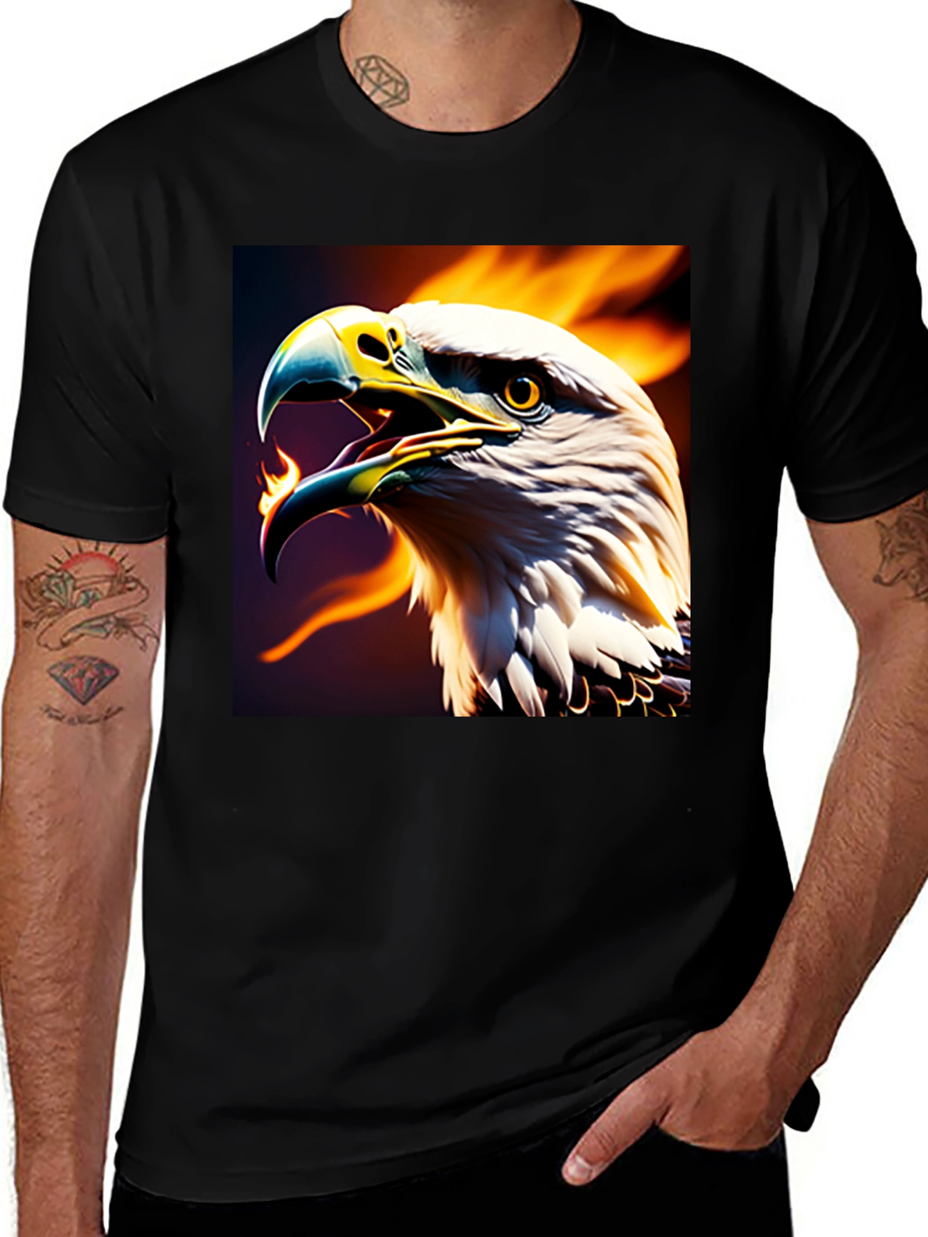 Variant 20 of Fiery Eagle Graphic Tee - Bold Black T-Shirt