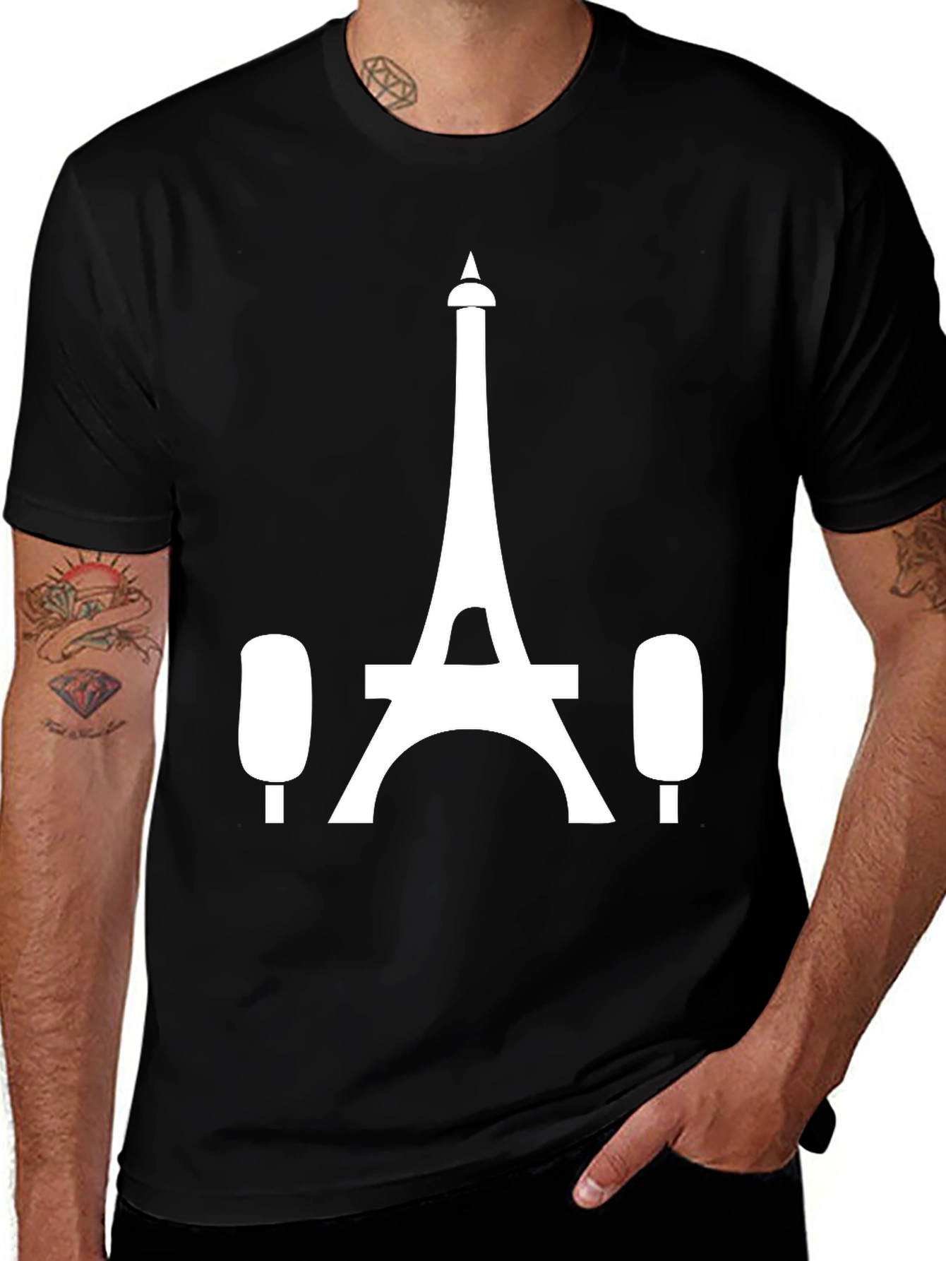 Paris Eiffel Tower Black Tee