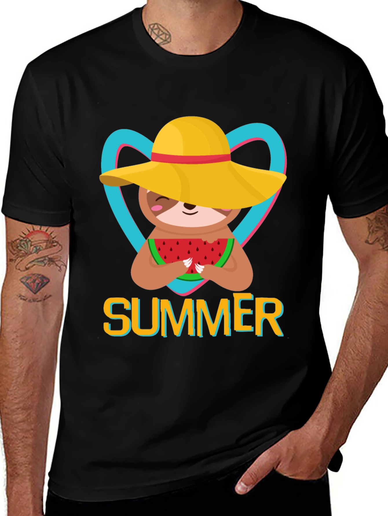 Variant 9 of Summer Sloth T-Shirt: Watermelon & Sunshine!