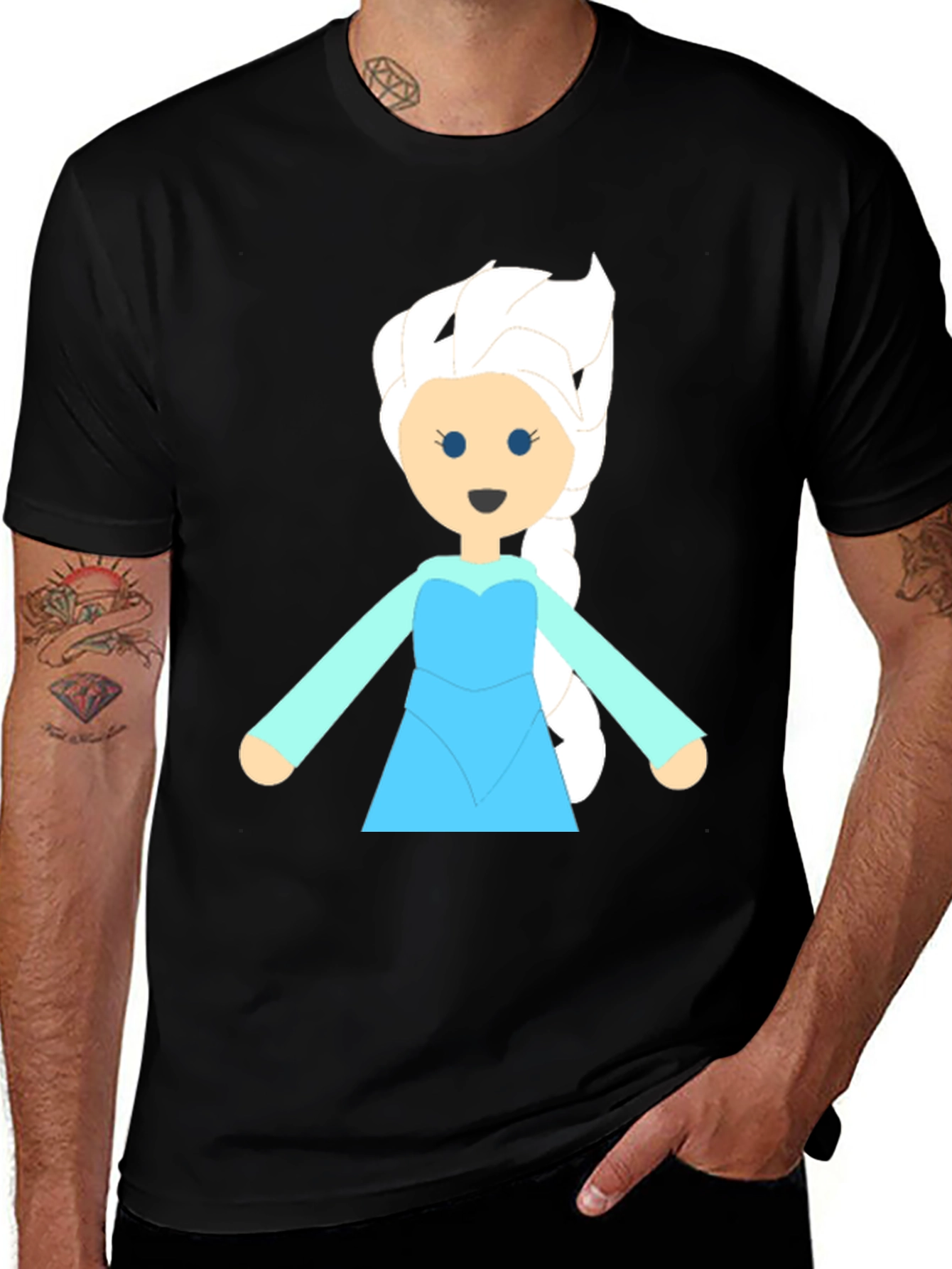 Variant 23 of Frozen Cartoon Character Graphic Tee - Black