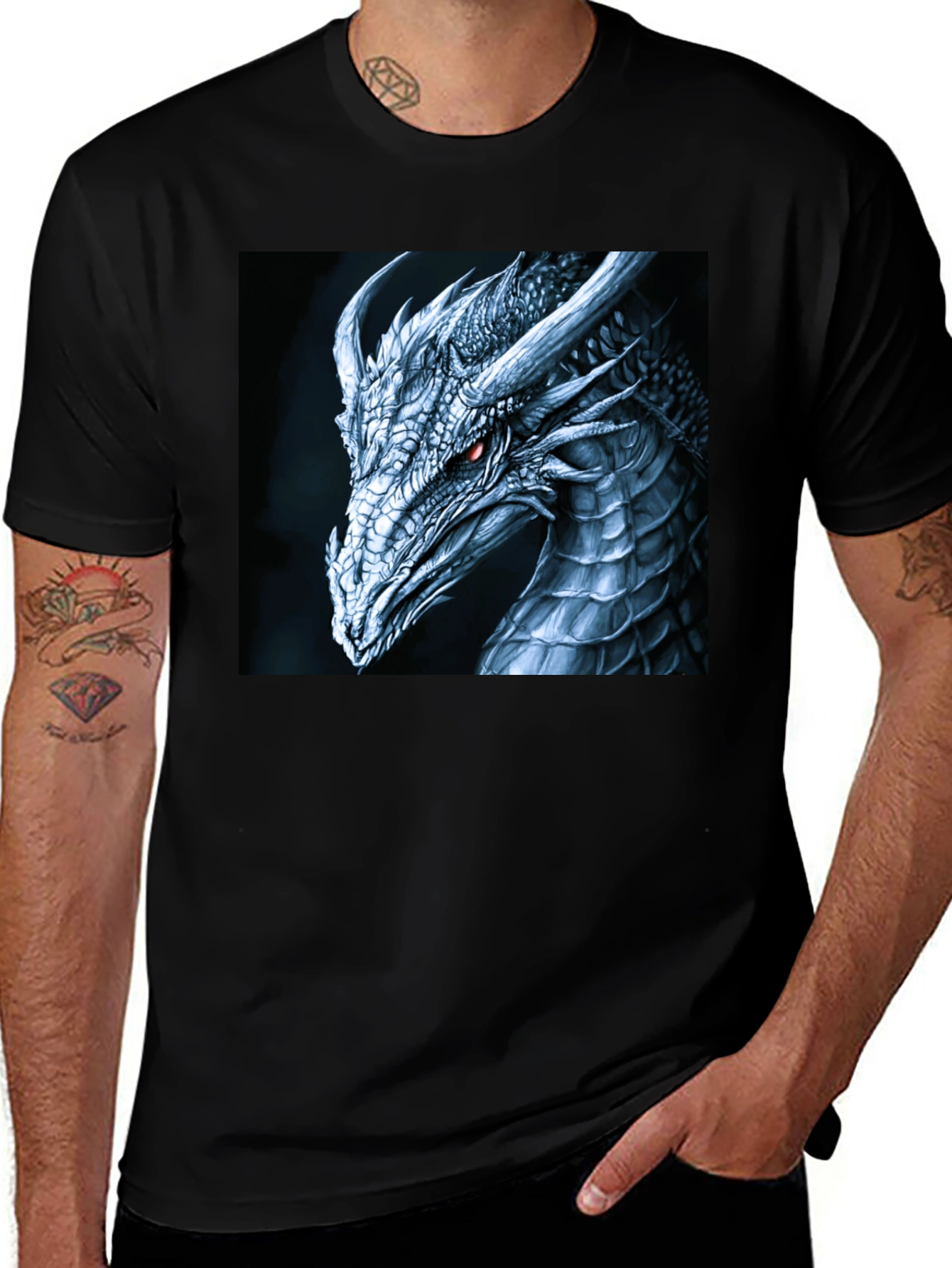 Variant 10 of Dragon Graphic Print Black T-Shirt