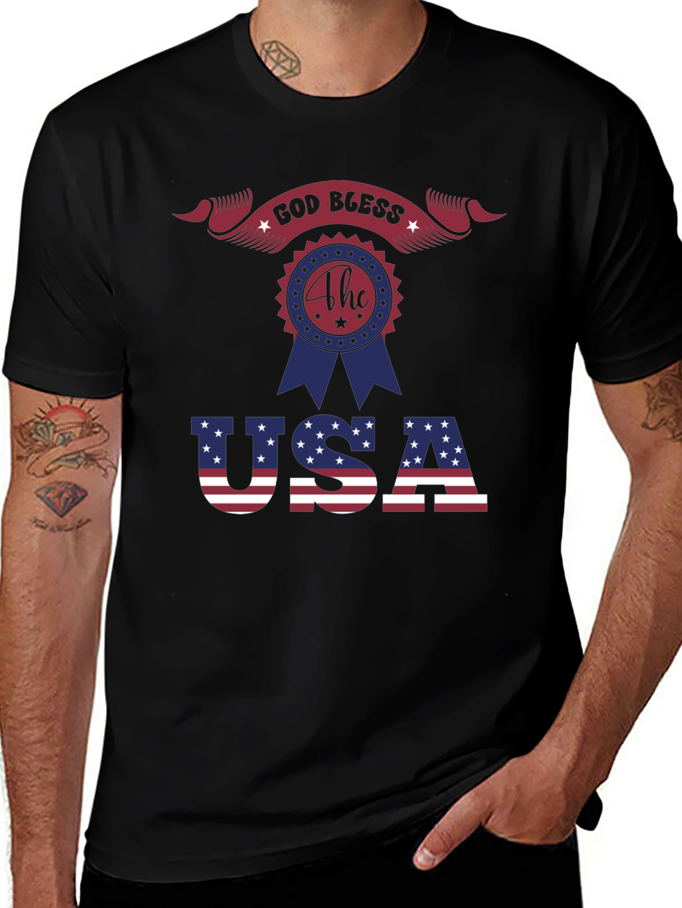 Variant 15 of Patriotic "God Bless USA" Graphic T-Shirt