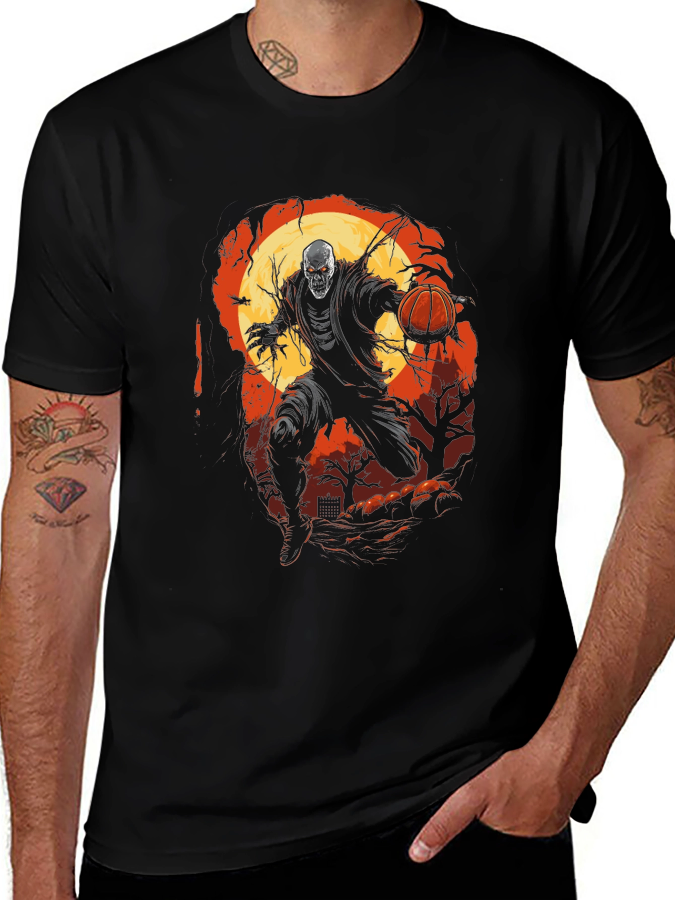Variant 20 of Halloween Skeleton Basketball T-Shirt