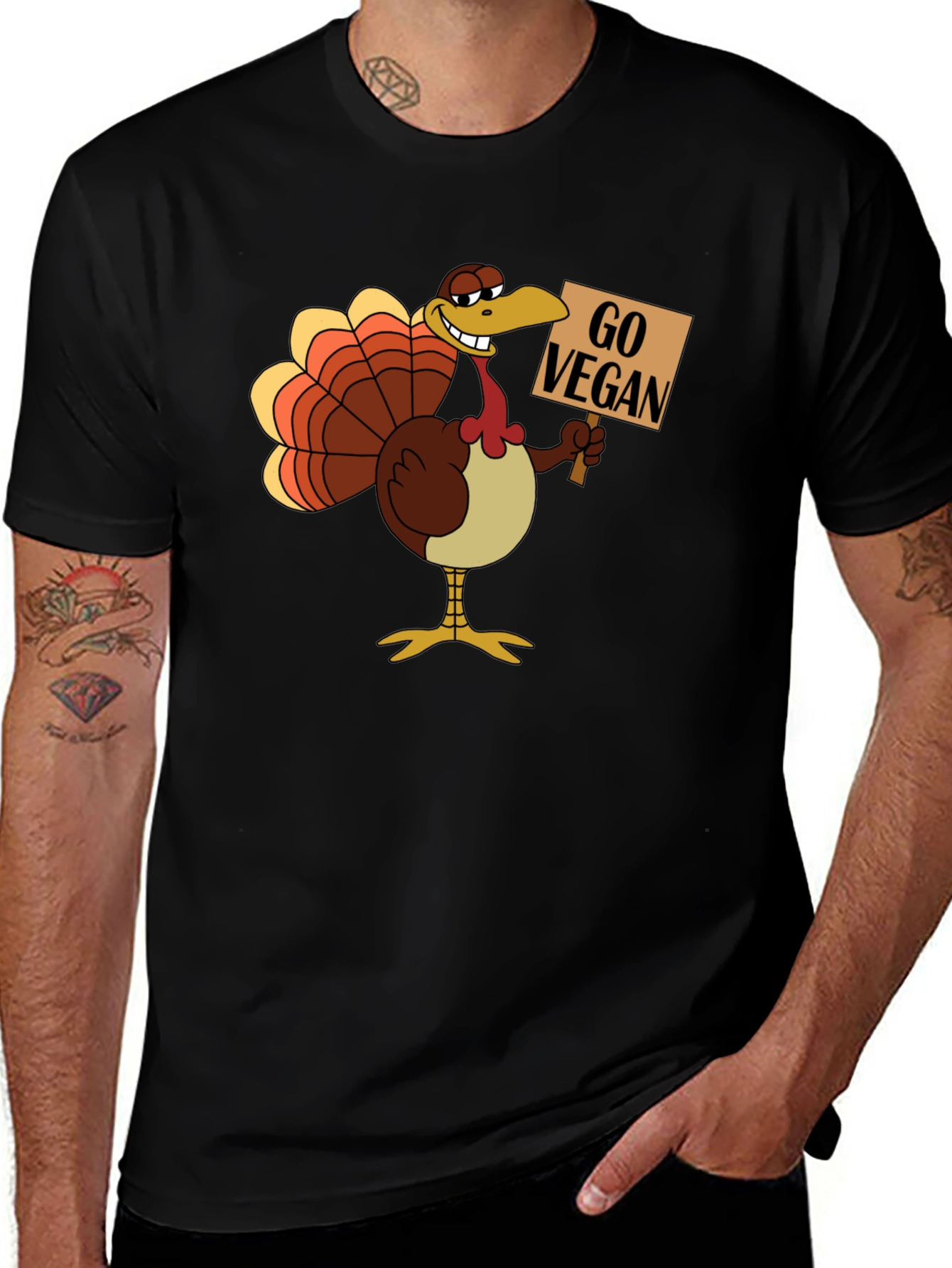 Variant 17 of Go Vegan Turkey Graphic T-Shirt
