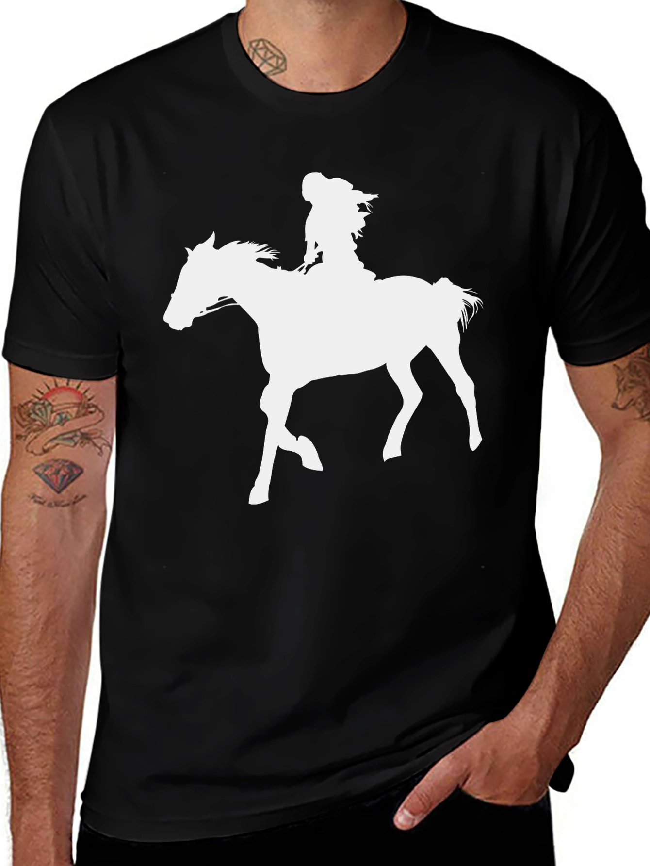 Variant 4 of Horse Rider Graphic Tee - Unisex Black T-Shirt
