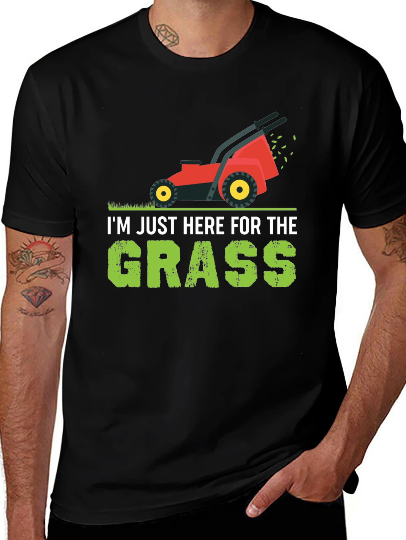 Variant 2 of Funny Lawn Mowing T-Shirt - "Here For The Grass"