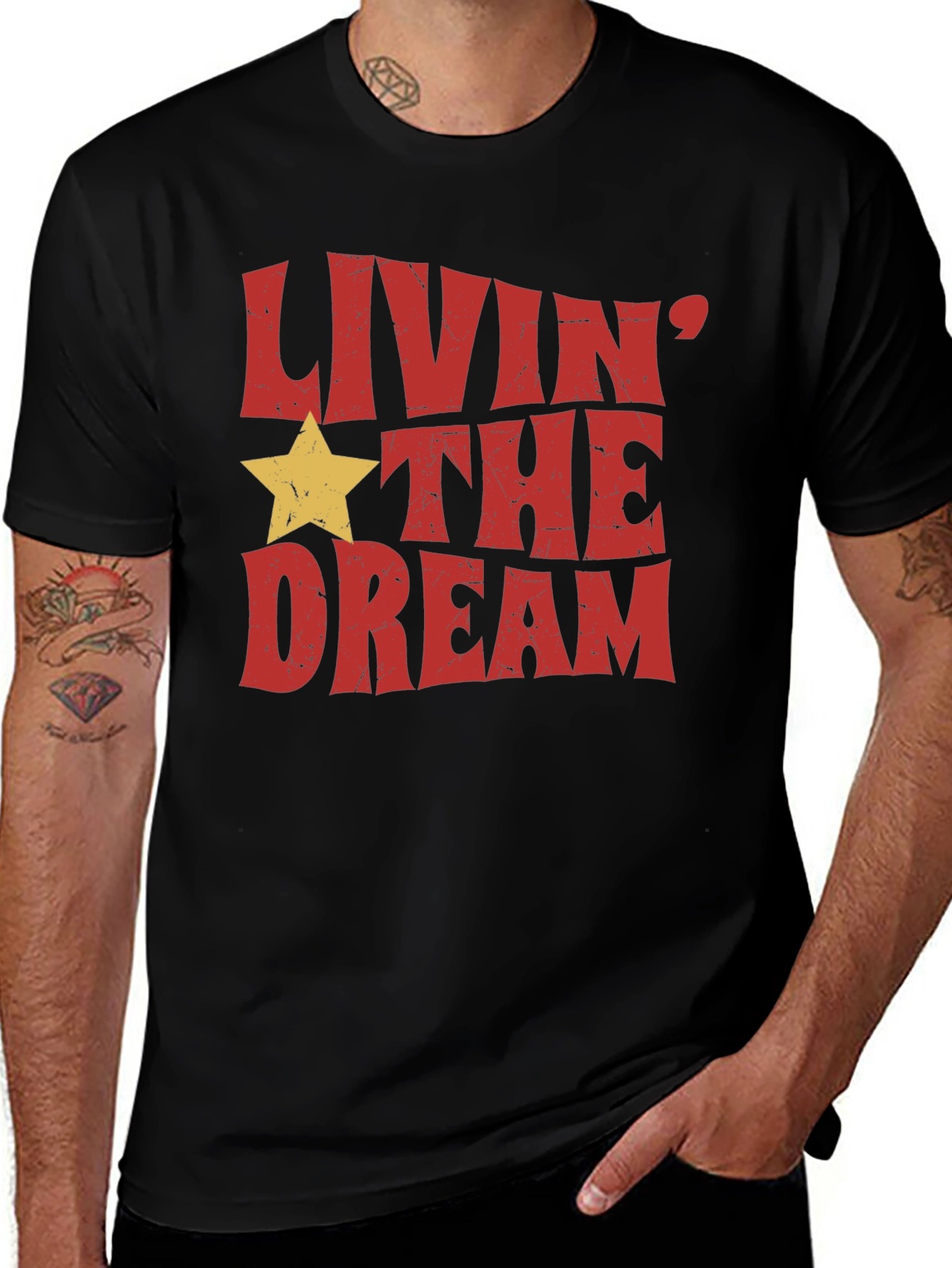 Variant 18 of Livin' the Dream Graphic Tee - Retro Style