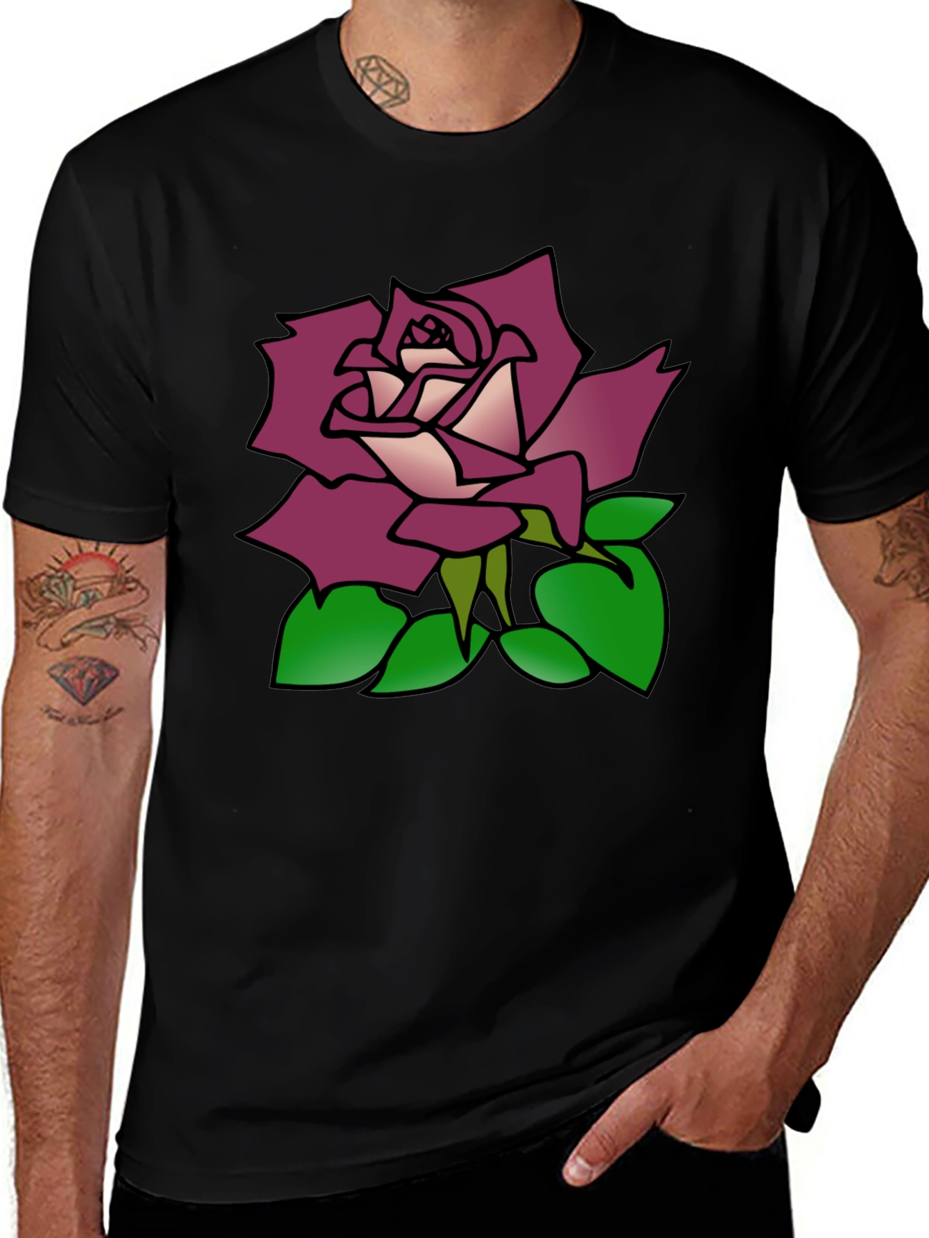 Variant 20 of Rose Graphic Black T-Shirt