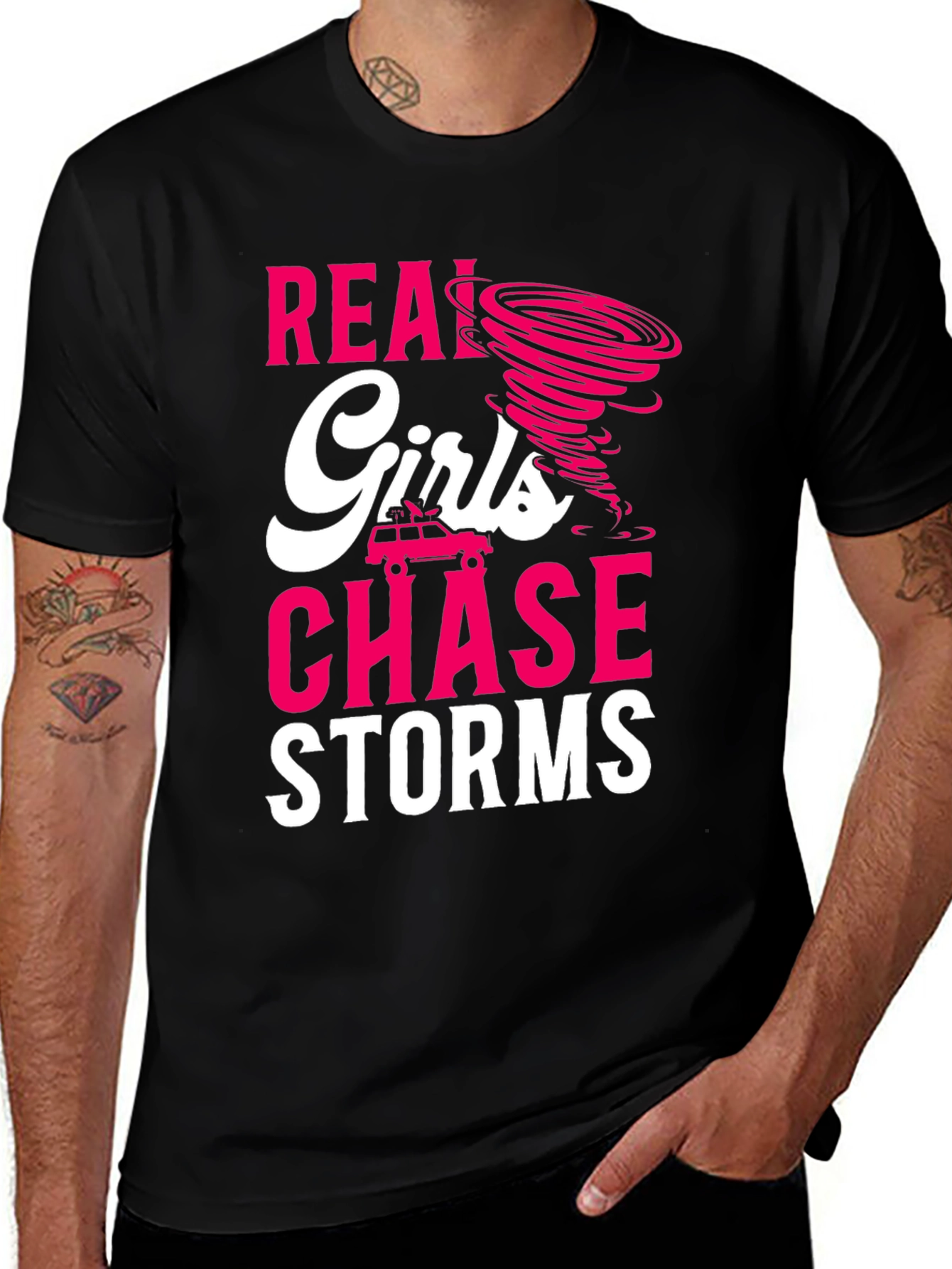 Variant 7 of Real Girls Chase Storms T-Shirt, Tornado Graphic Tee