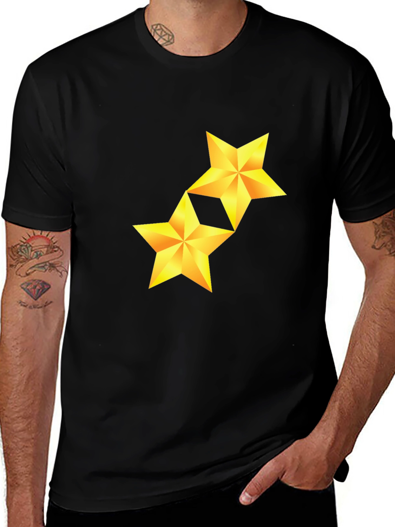 Variant 13 of Golden Star Graphic Black Tee
