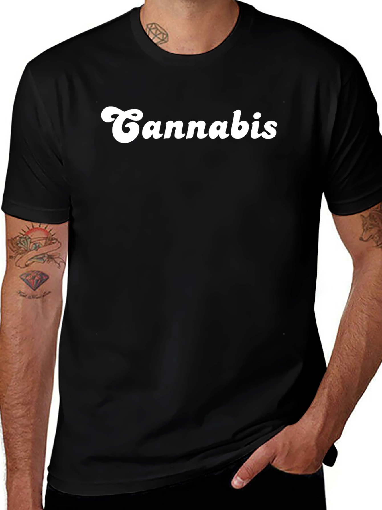 Cannabis Retro Graphic T-Shirt - Classic Black