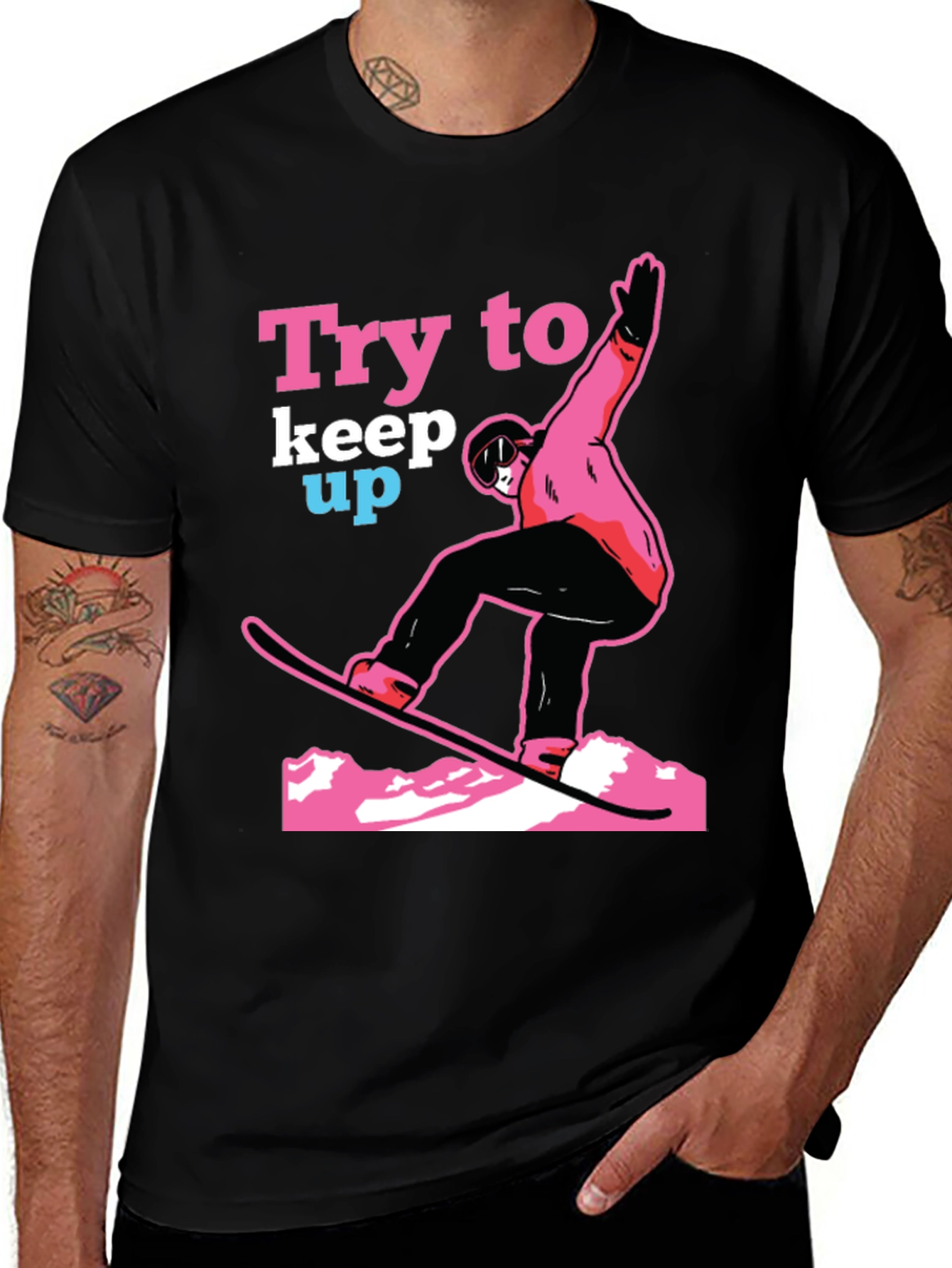 Variant 14 of Try to Keep Up Snowboarding T-Shirt
