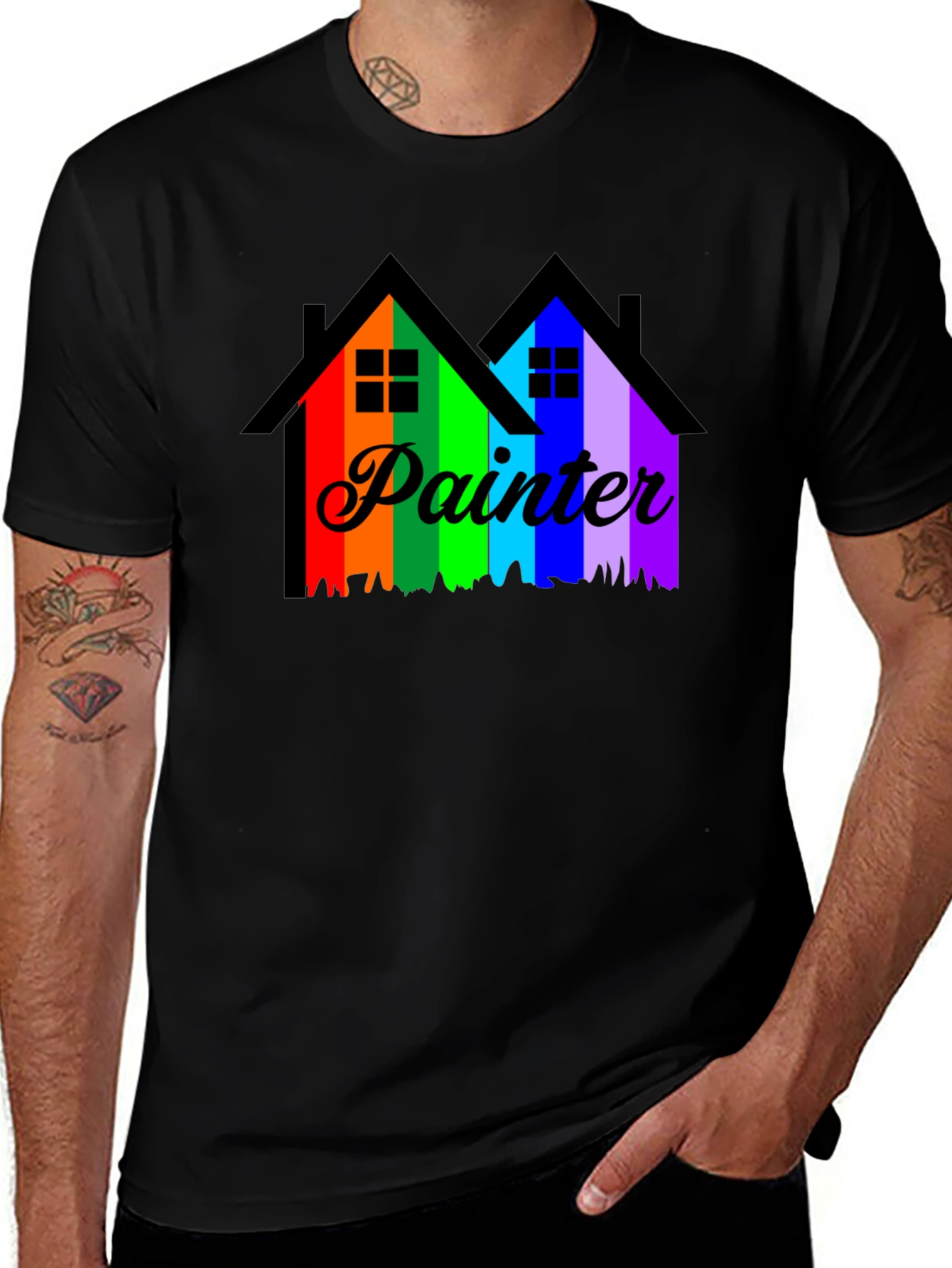Rainbow Painter T-Shirt, Colorful Art Tee