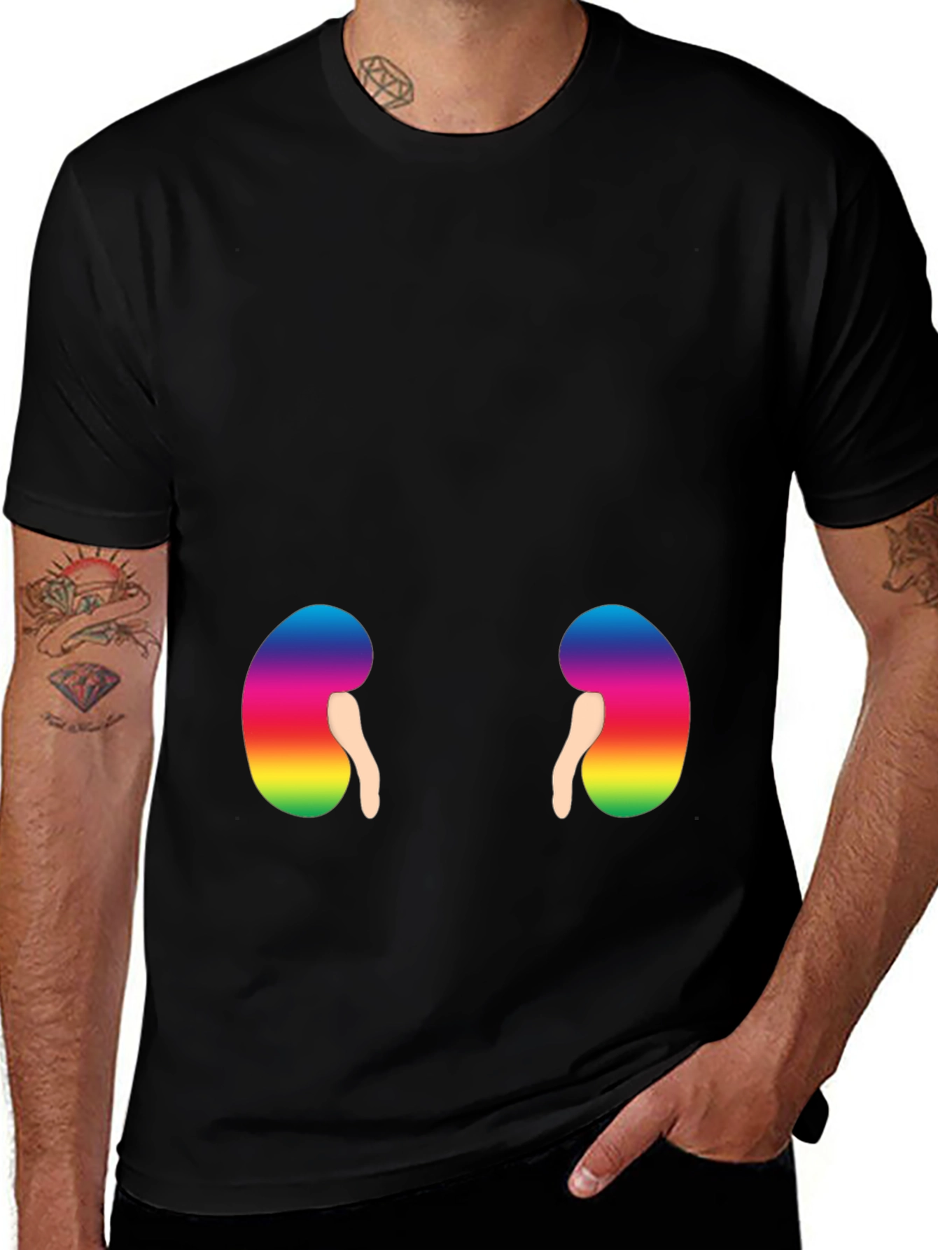 Variant 22 of Rainbow Kidney Graphic T-Shirt - Black