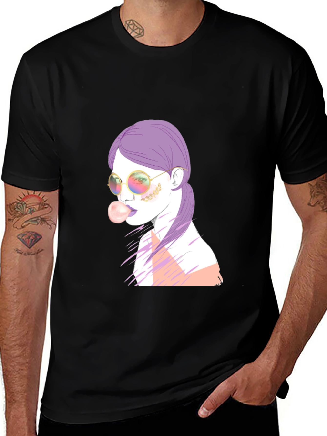 Variant 5 of Bubblegum Girl Graphic Tee - Stylish Unisex Black T-Shirt