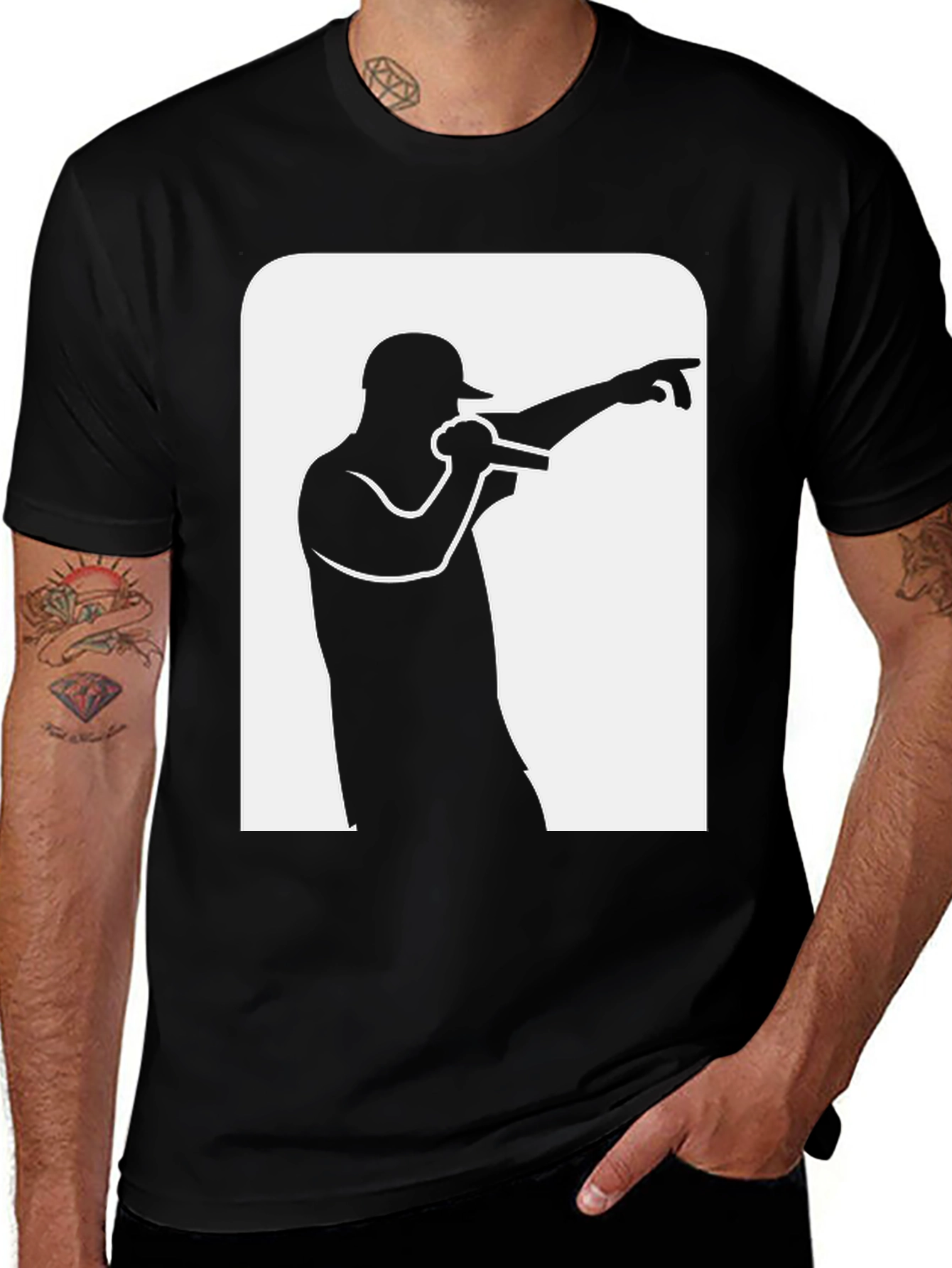 Variant 29 of Black T-Shirt with Rapper Graphic