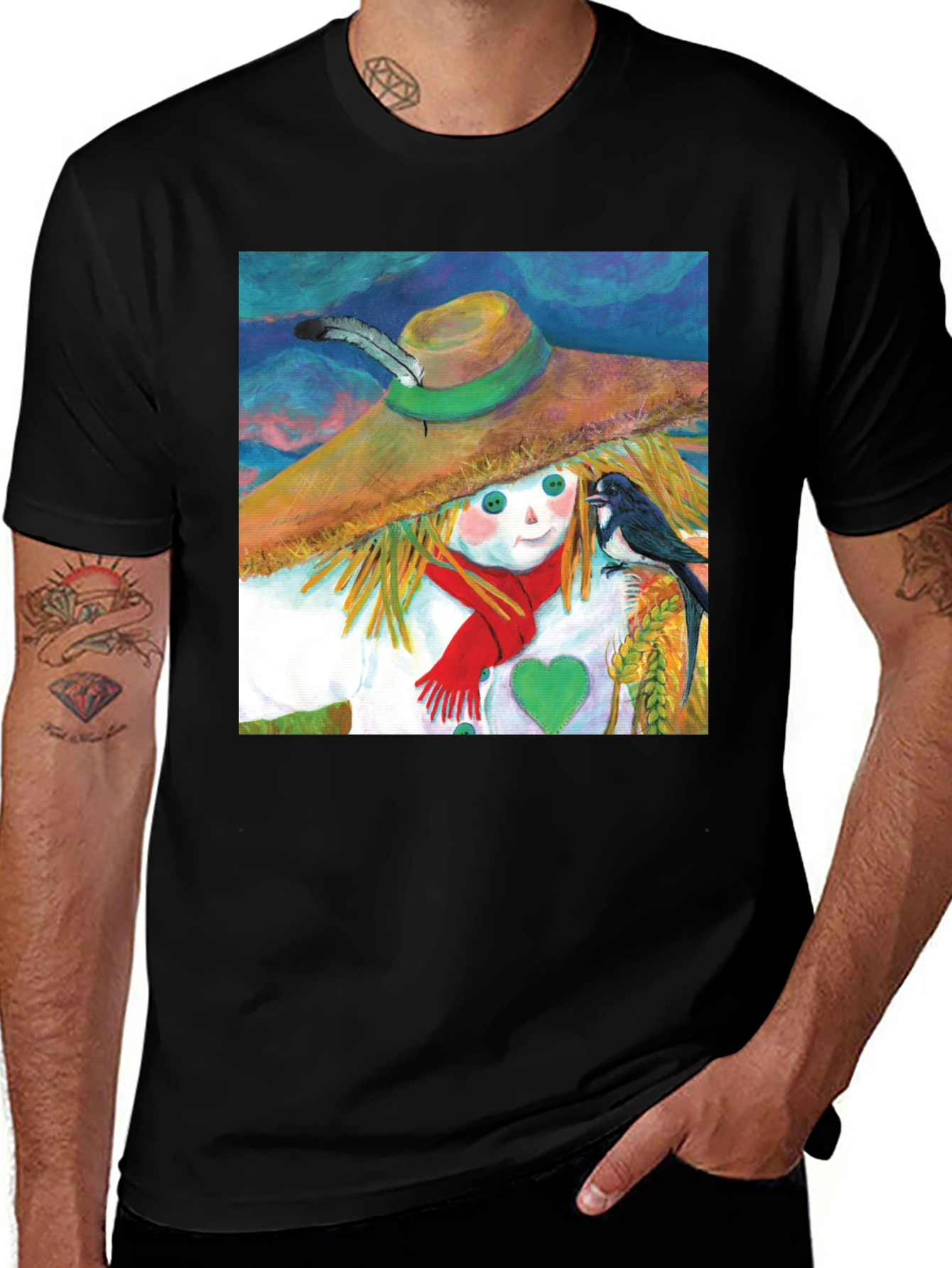 Variant 9 of Scarecrow T-Shirt with Bird Design