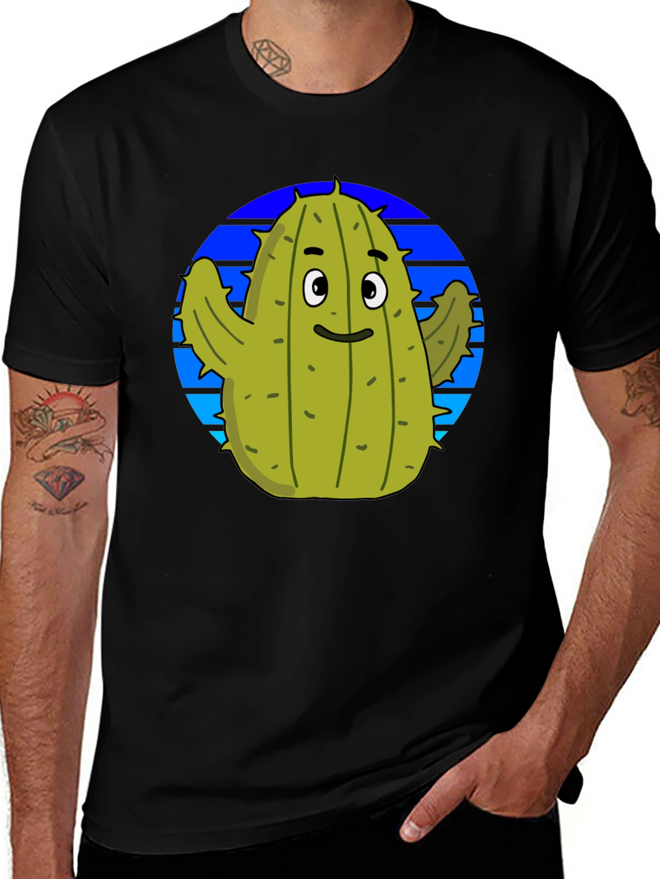 Variant 26 of Cactus Graphic Tee - Trendy Black T-Shirt