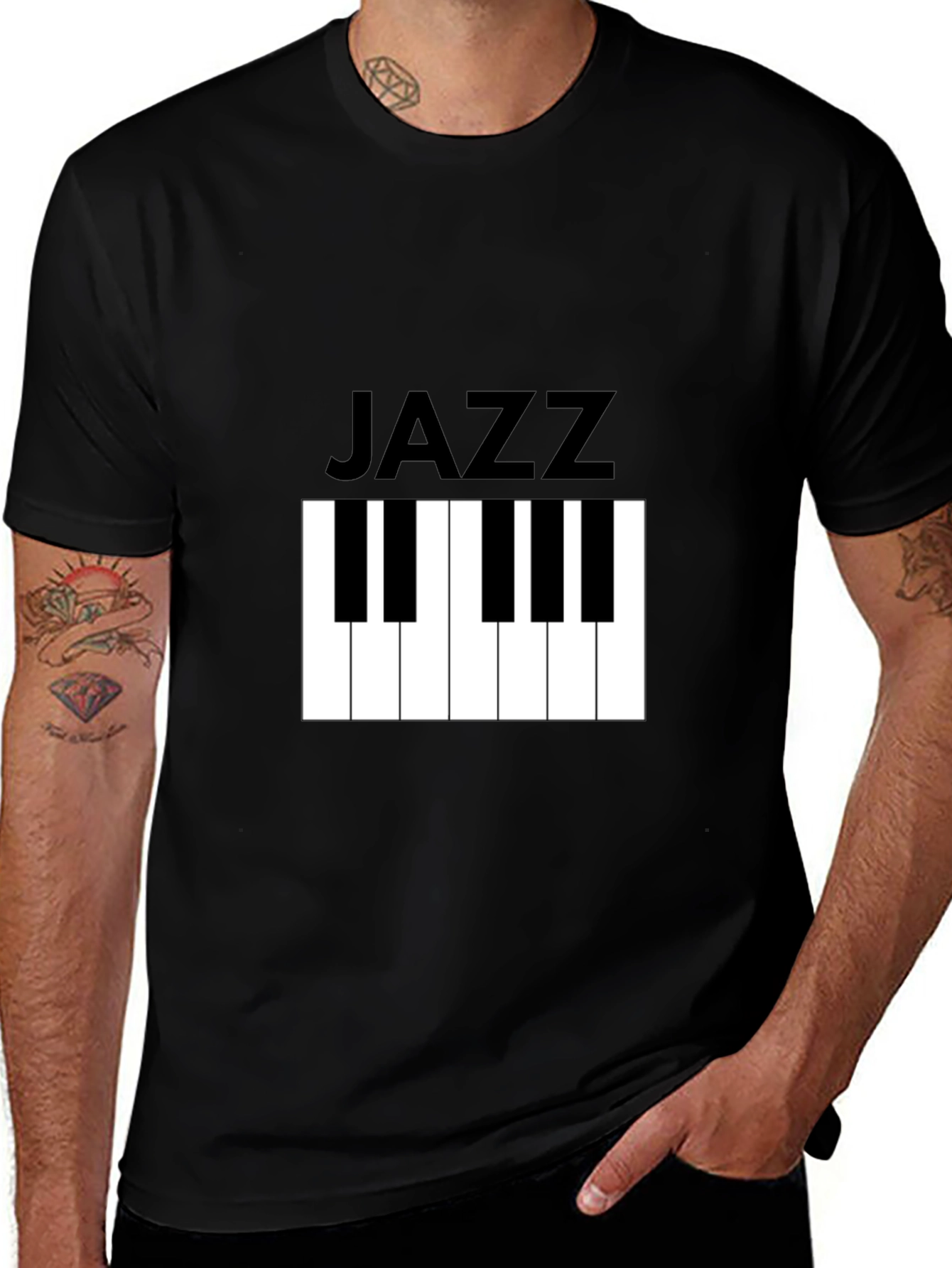 Variant 29 of Jazz Piano Keys Graphic T-Shirt - Black
