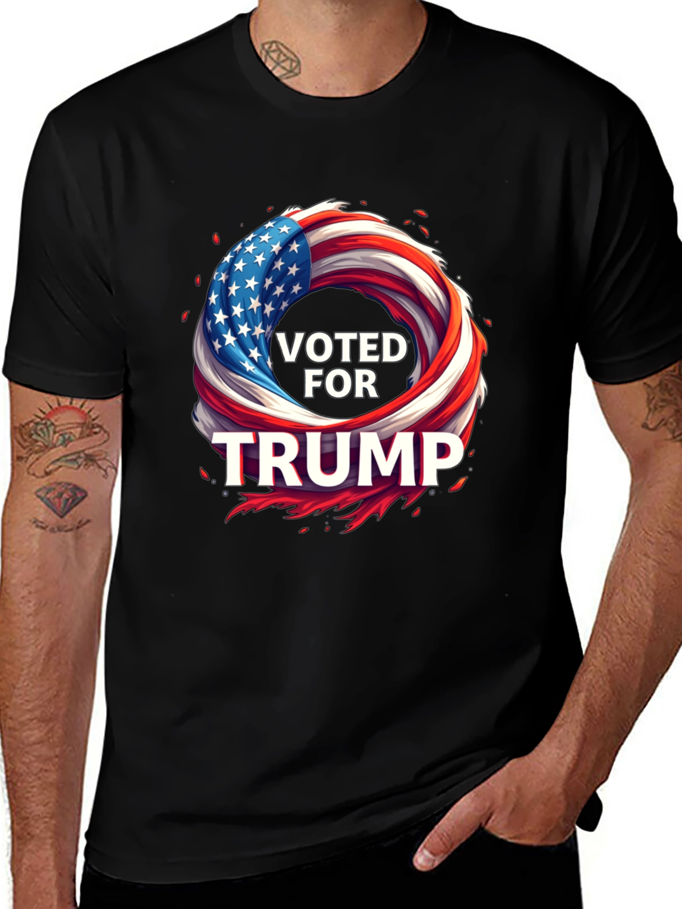Voted for Trump American Flag Graphic Tee