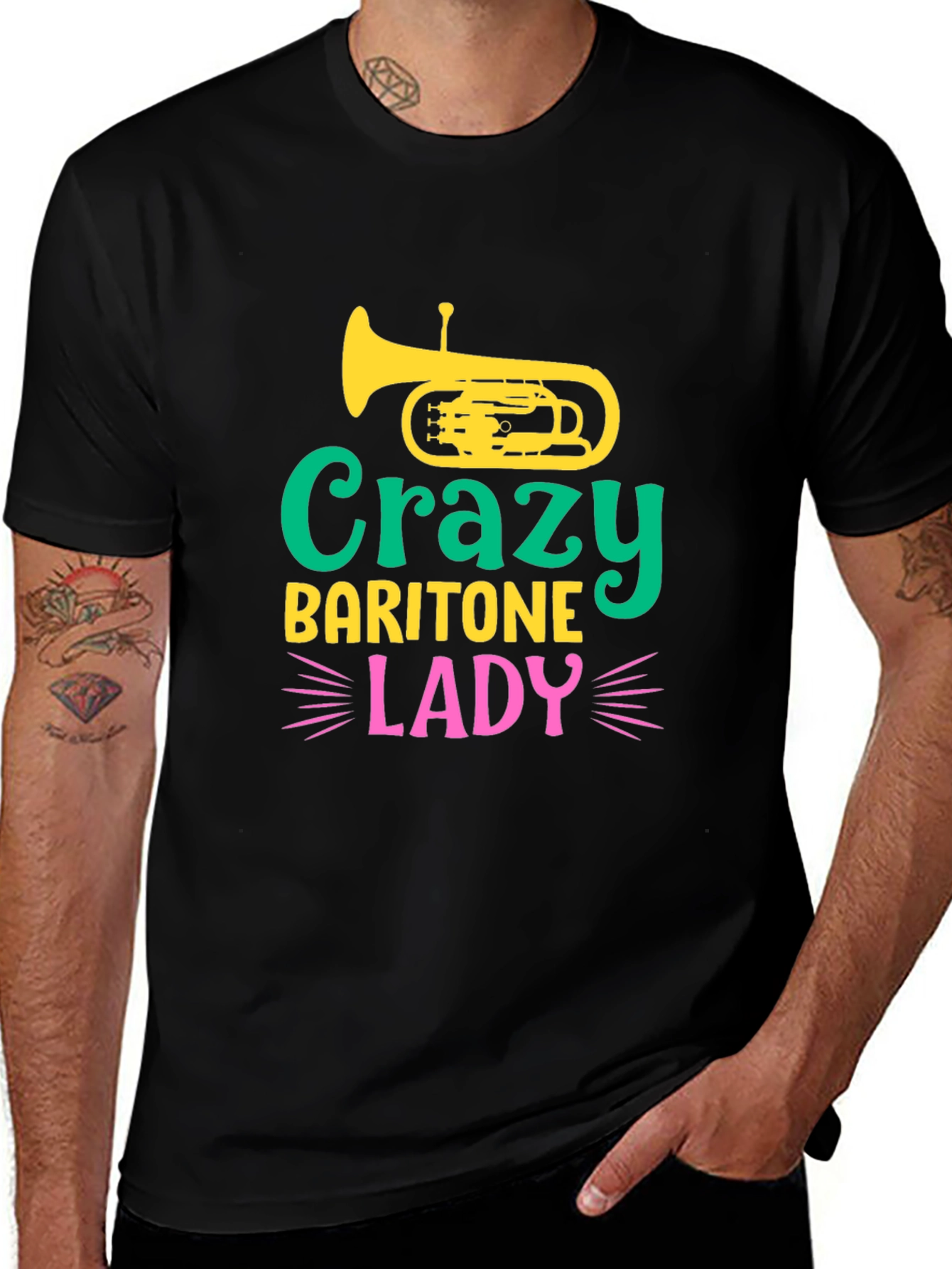 Variant 24 of Crazy Baritone Lady Black T-Shirt