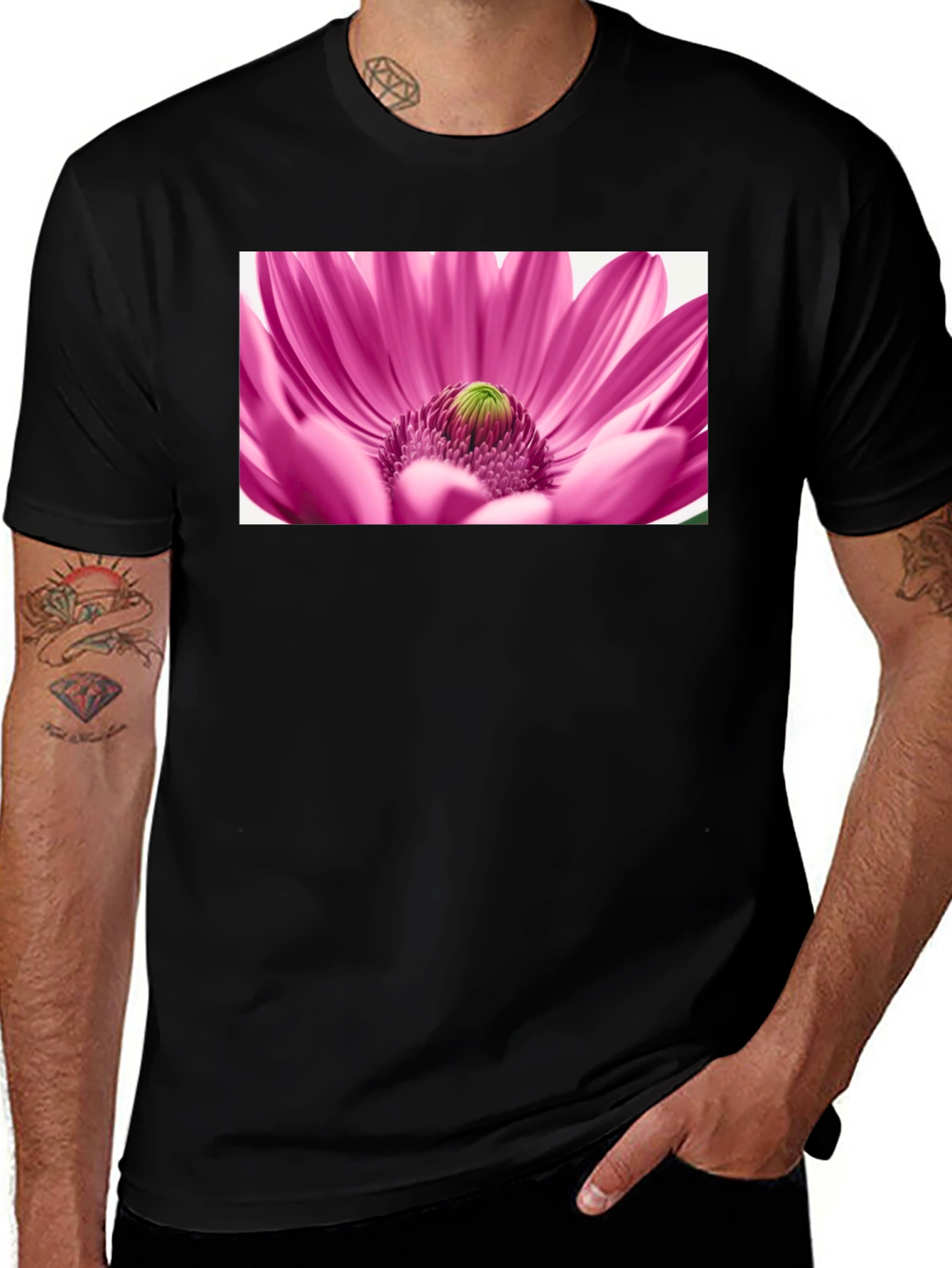 Black Floral Print Crew Neck T-Shirt main image