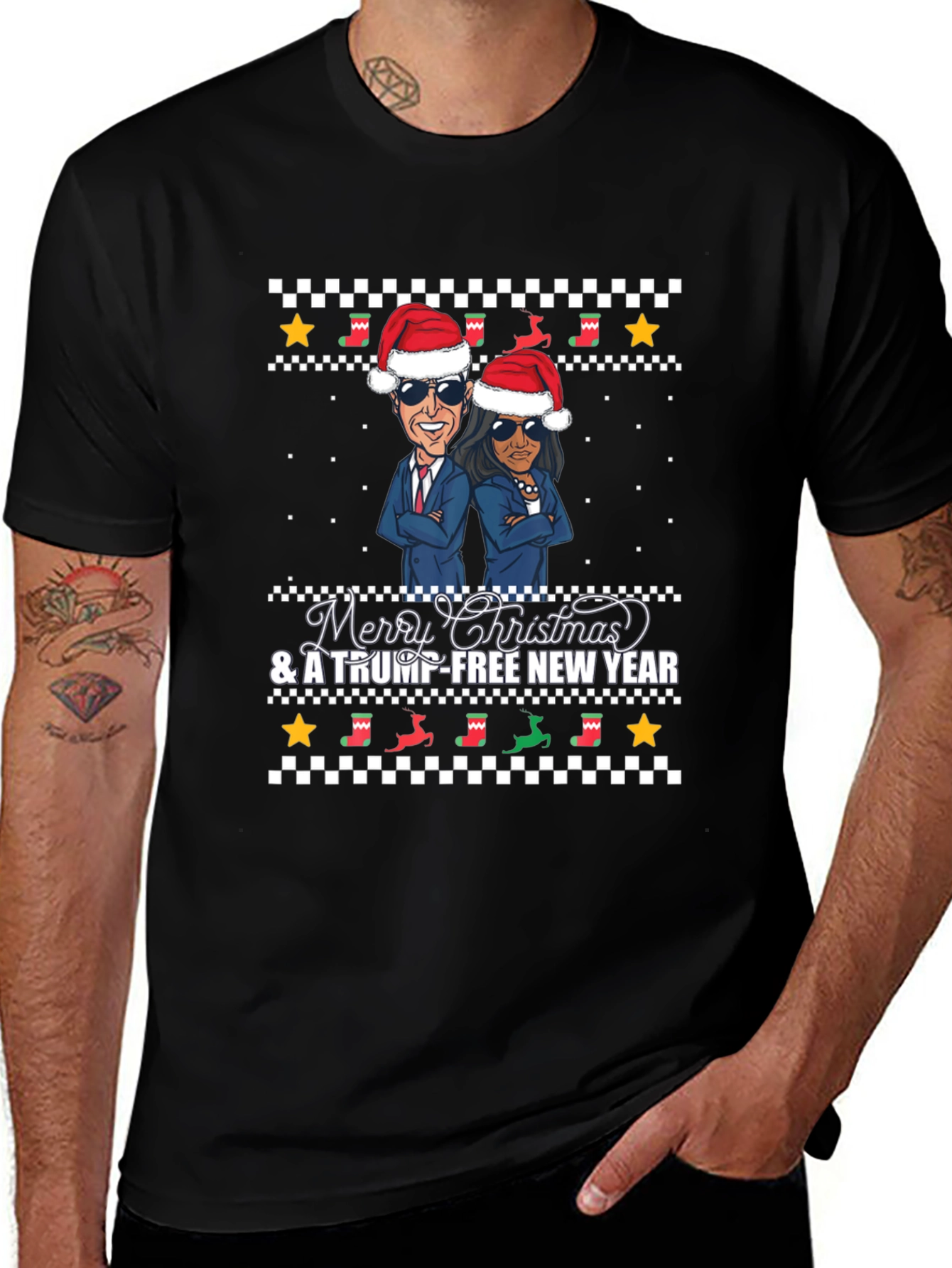 Variant 4 of Merry Christmas & Trump-Free New Year T-Shirt