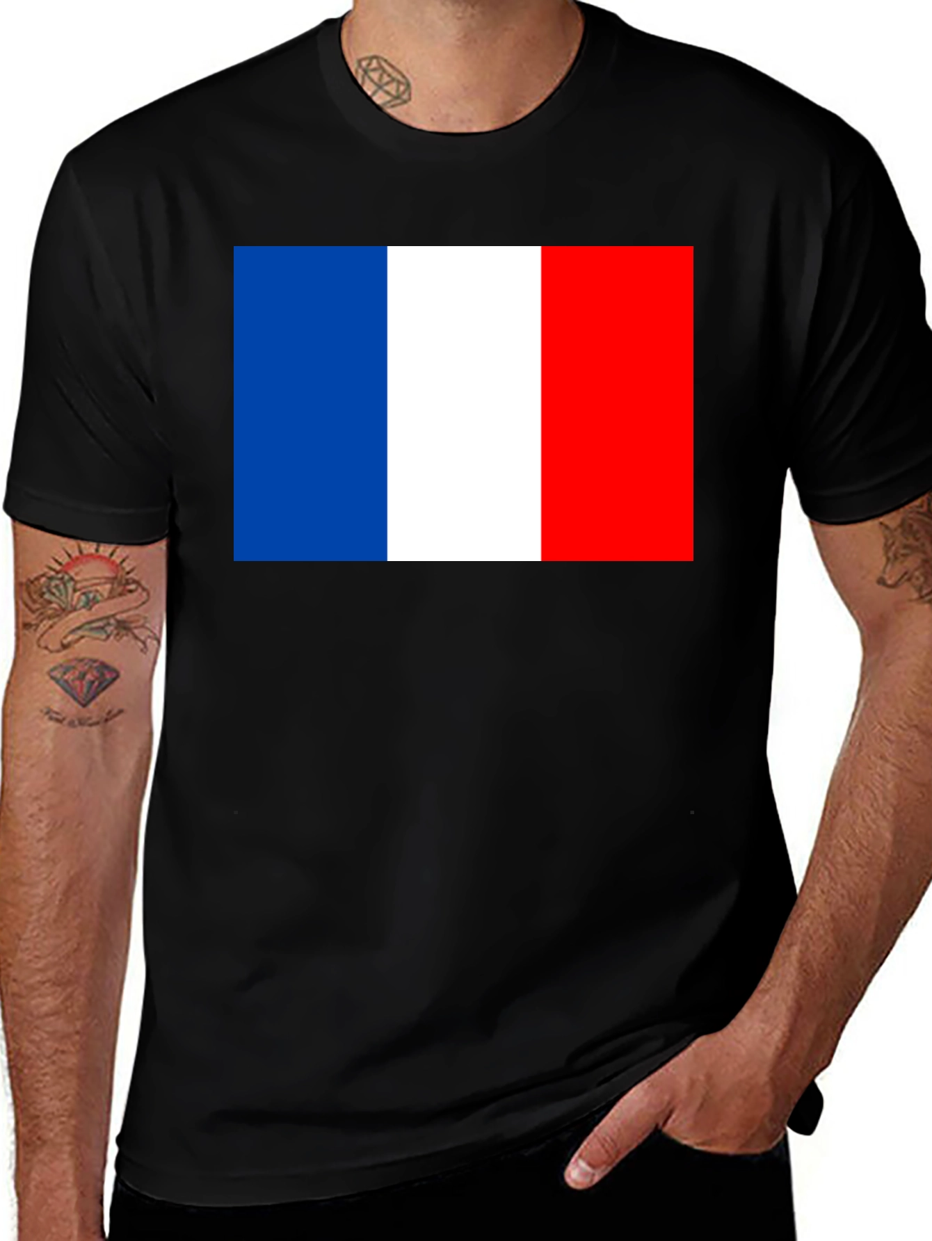 Variant 17 of France Flag Graphic T-Shirt - Black Casual Tee