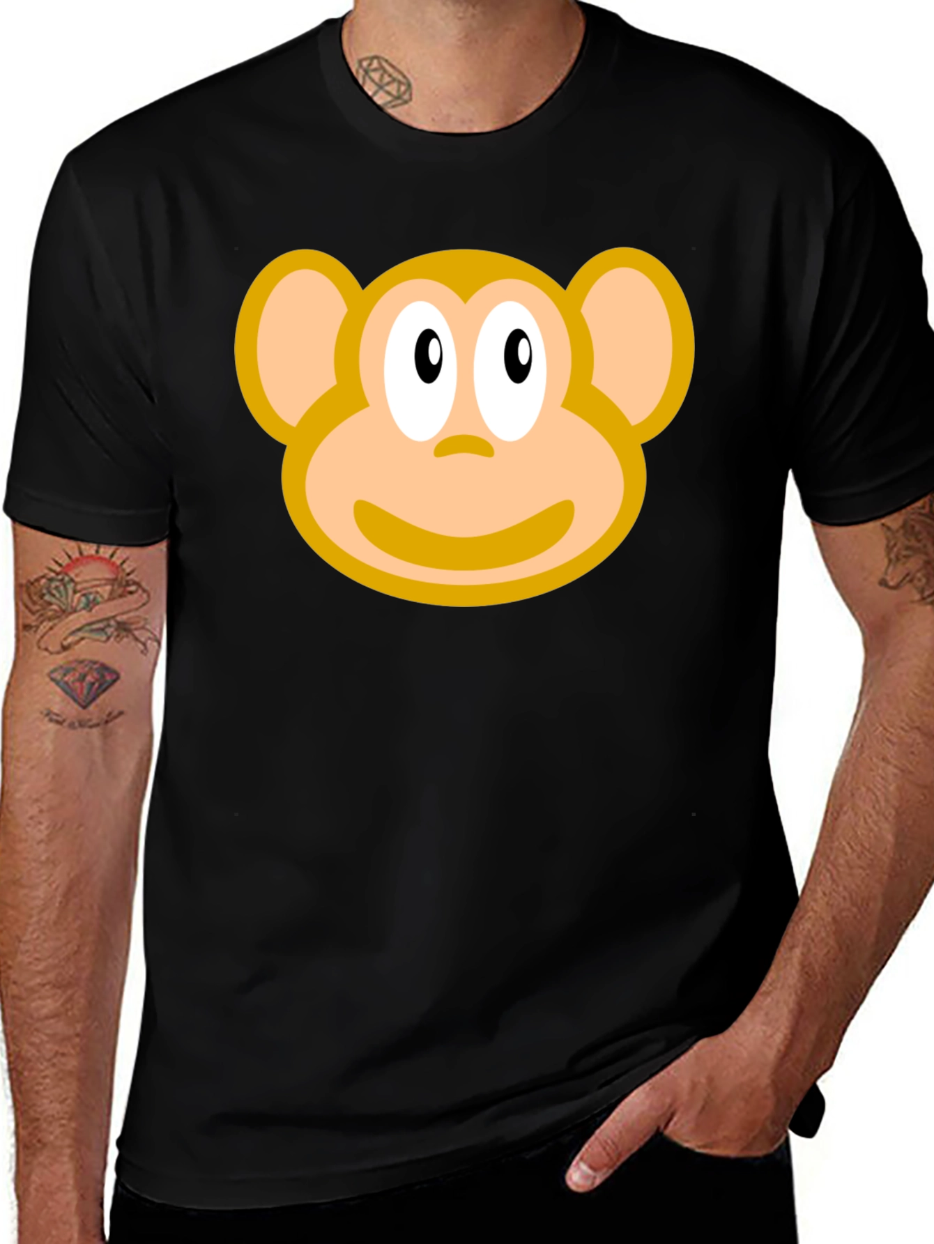 Monkey Face Graphic Black T-Shirt