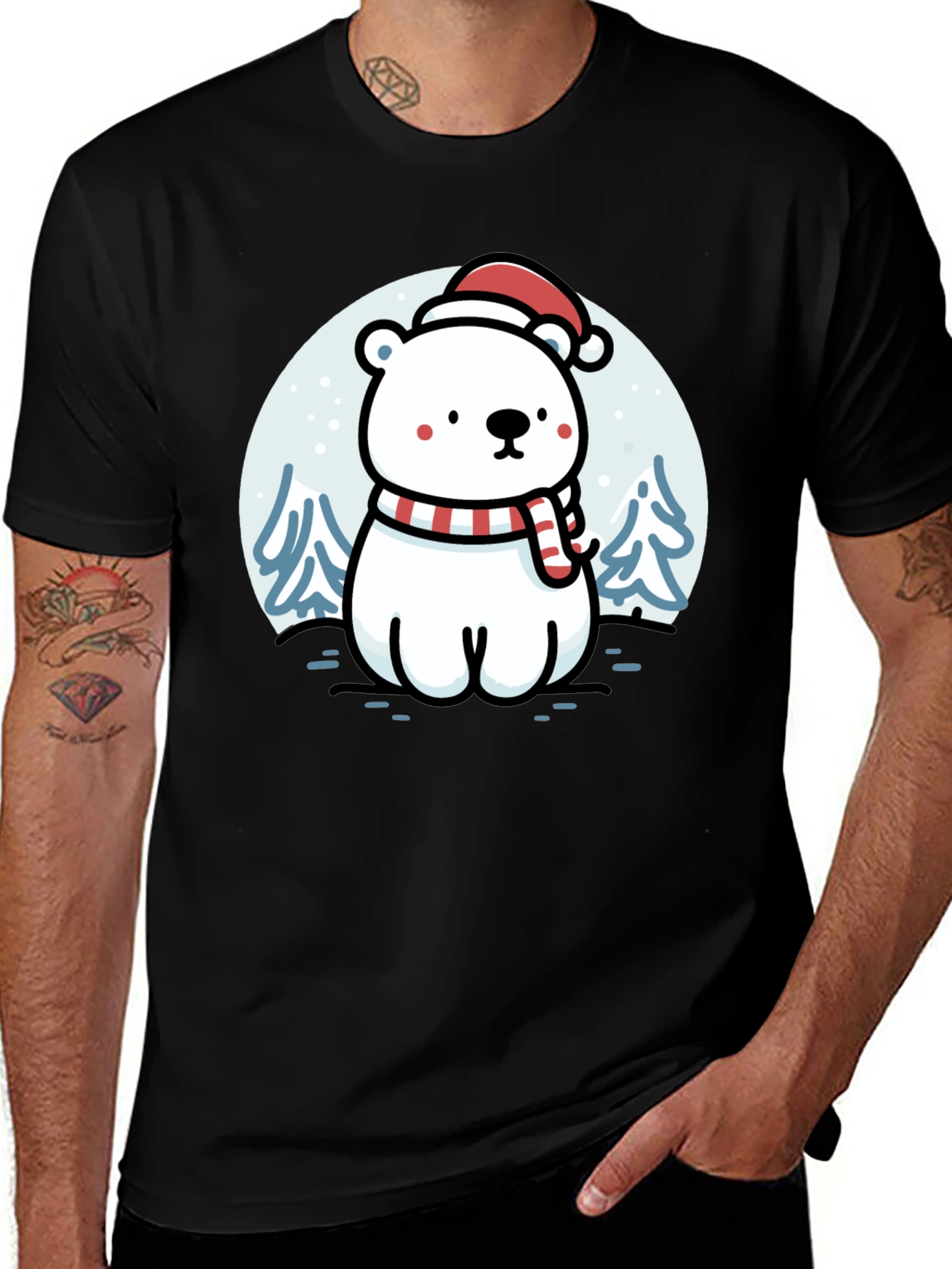 Variant 8 of Festive Polar Bear T-Shirt - Winter Holiday Style