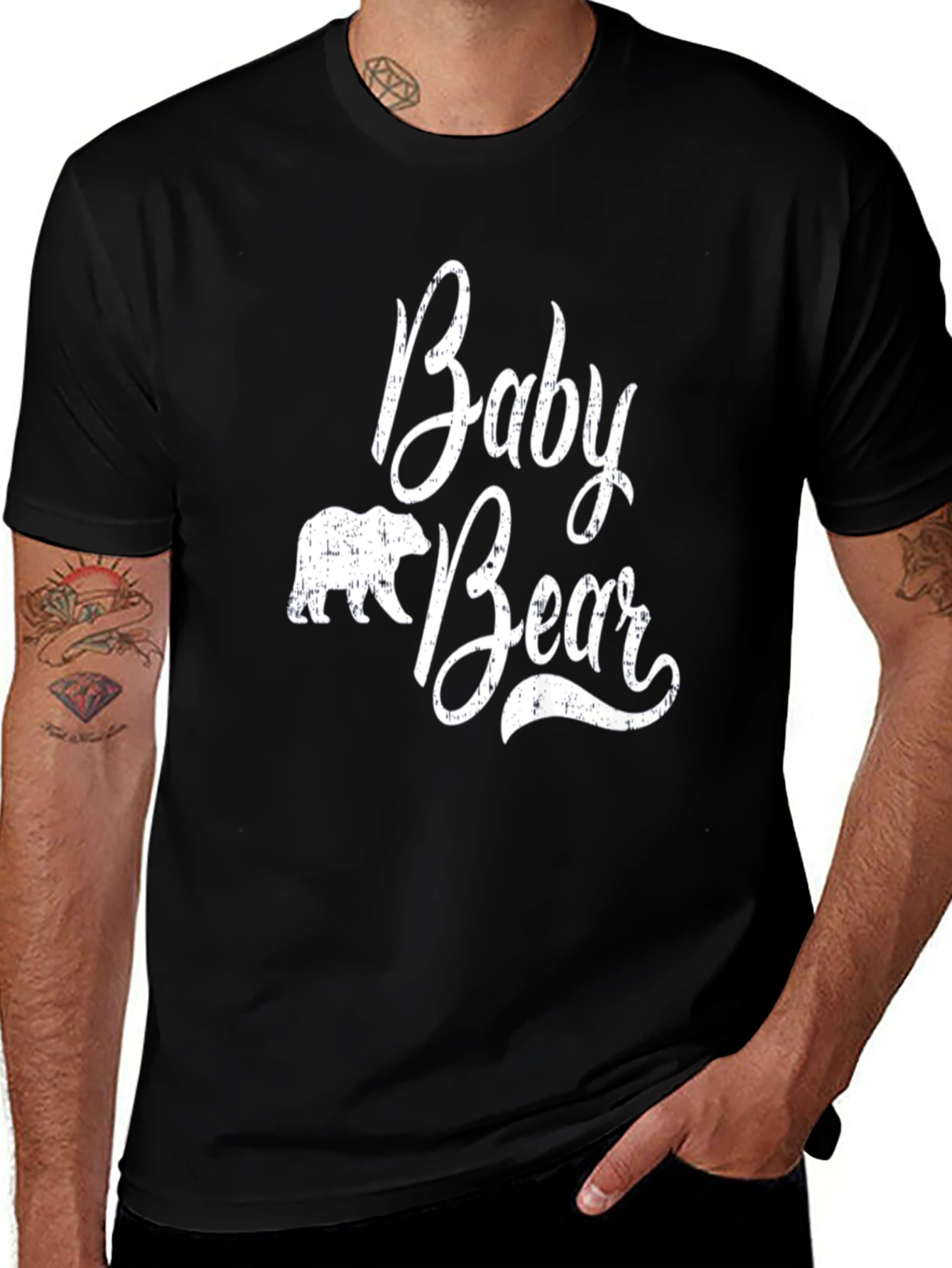 Variant 25 of Baby Bear Graphic Tee - Men's Black Cotton T-Shirt