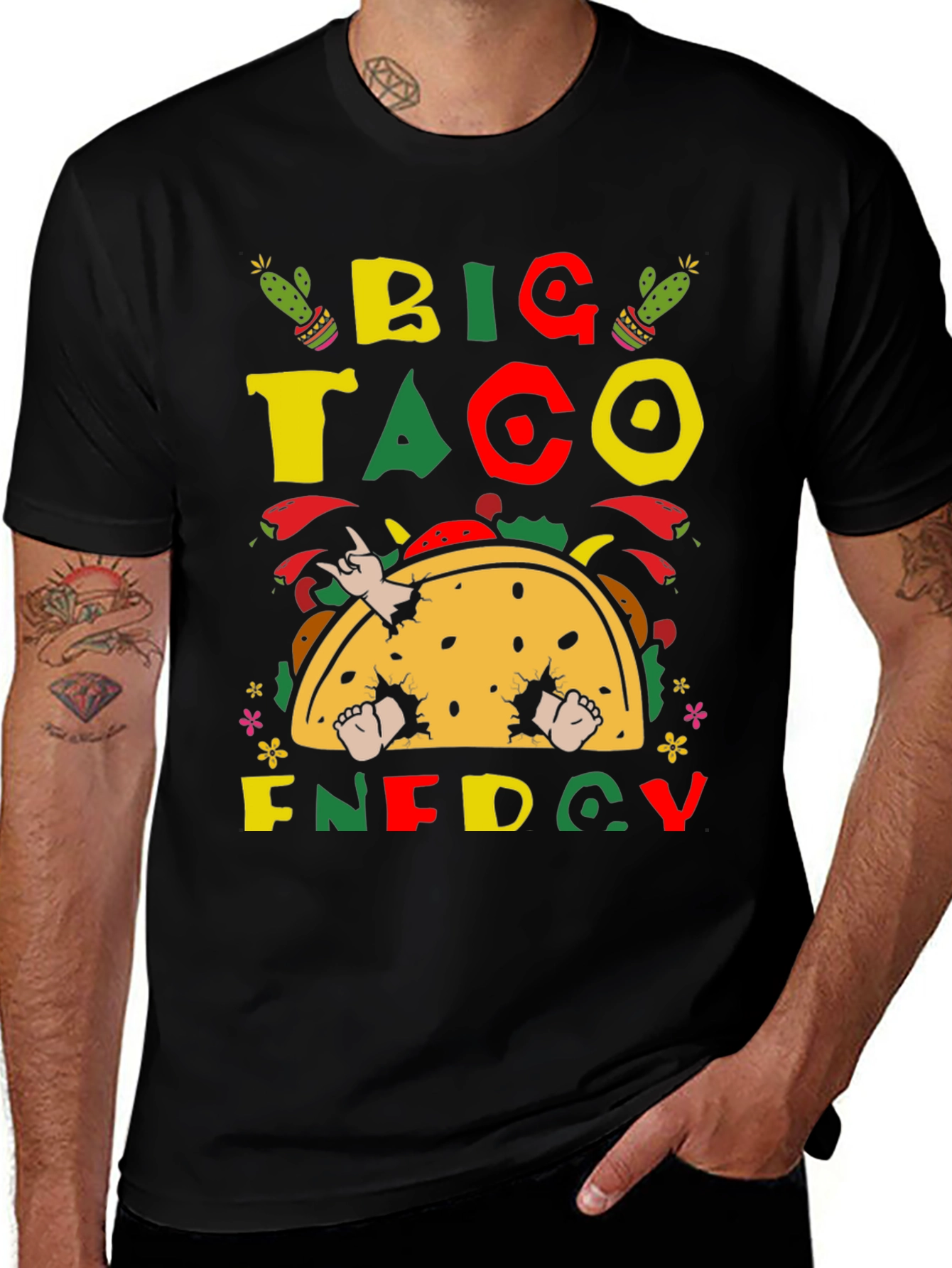 Variant 12 of Big Taco Energy Graphic T-Shirt - Fun Foodie Tee
