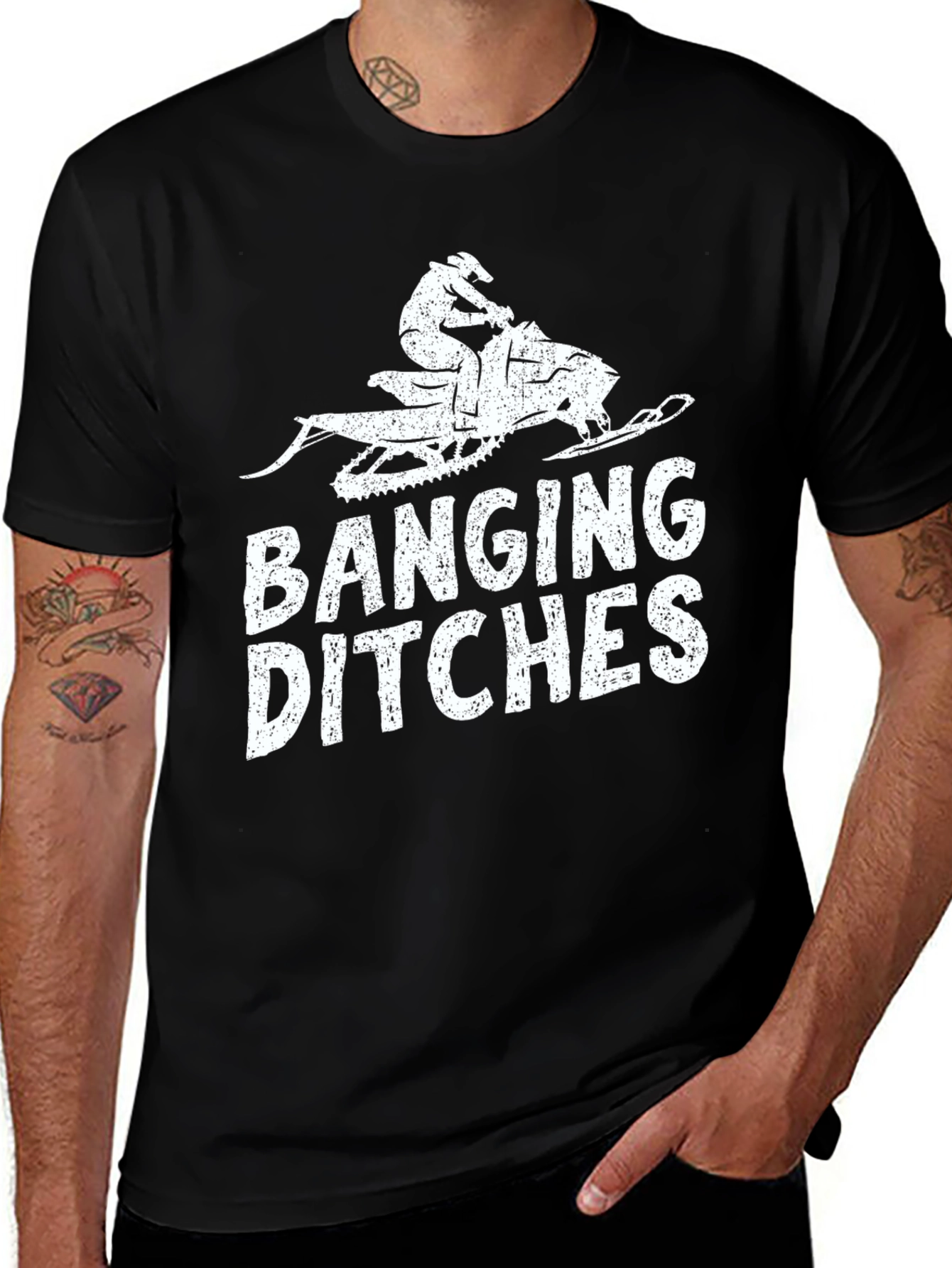 Variant 10 of Banging Ditches Snowmobile Graphic T-Shirt