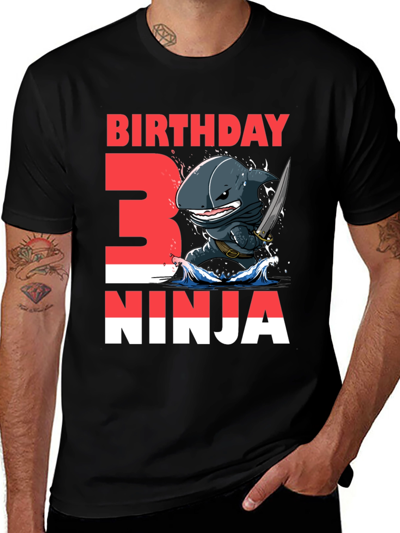 Variant 17 of Birthday Ninja Shark Graphic Tee