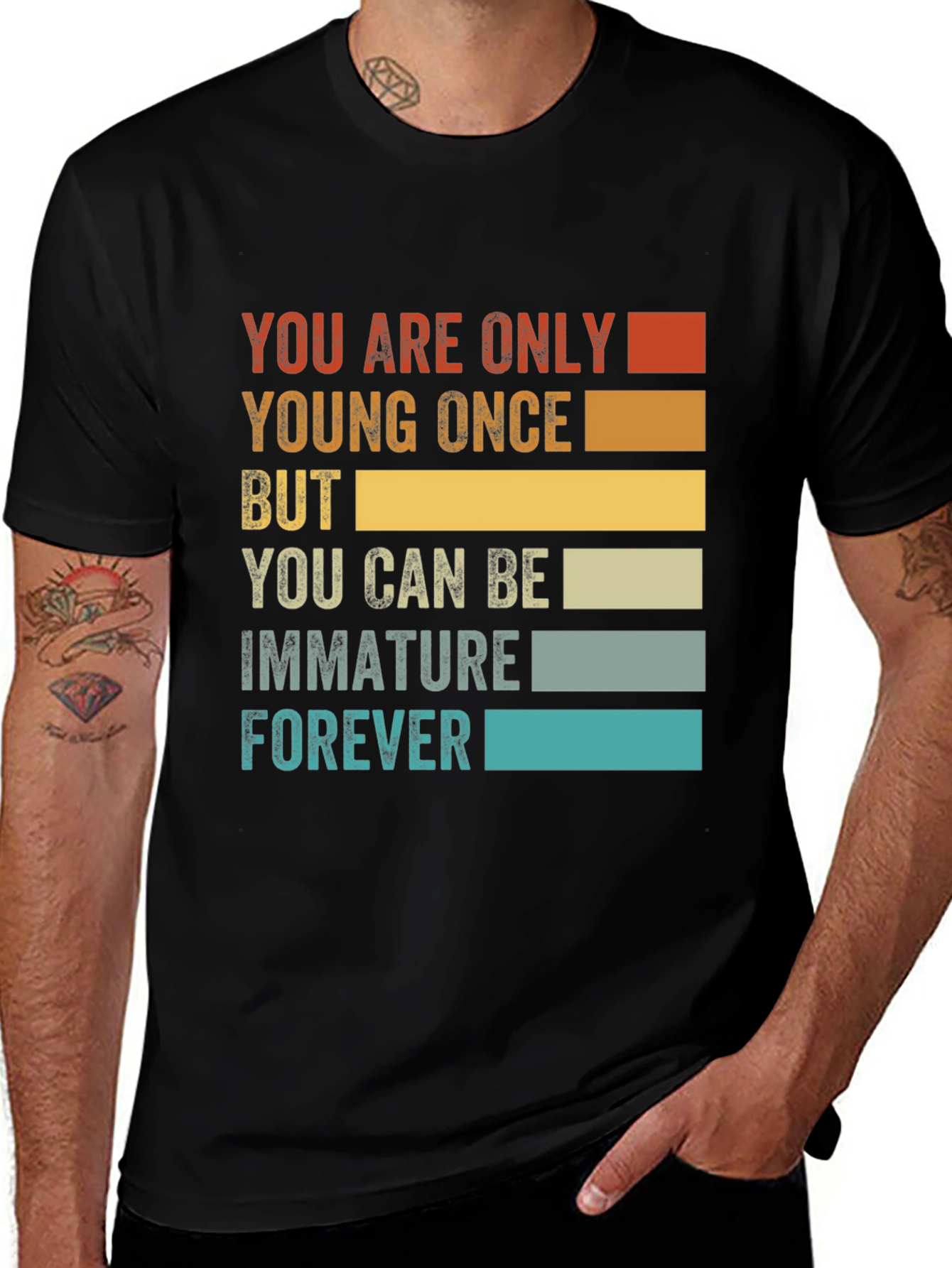 Variant 9 of Funny Immature Forever T-Shirt - Black Graphic Tee