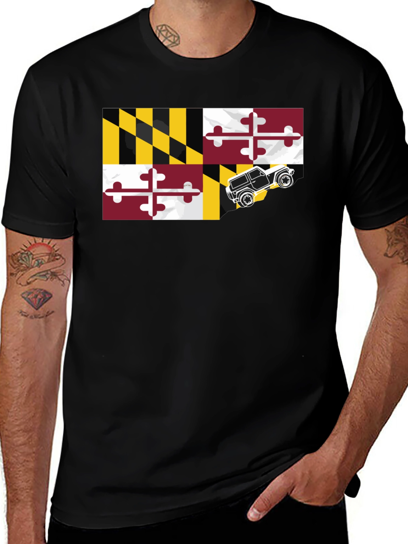 Maryland Flag Jeep T-Shirt