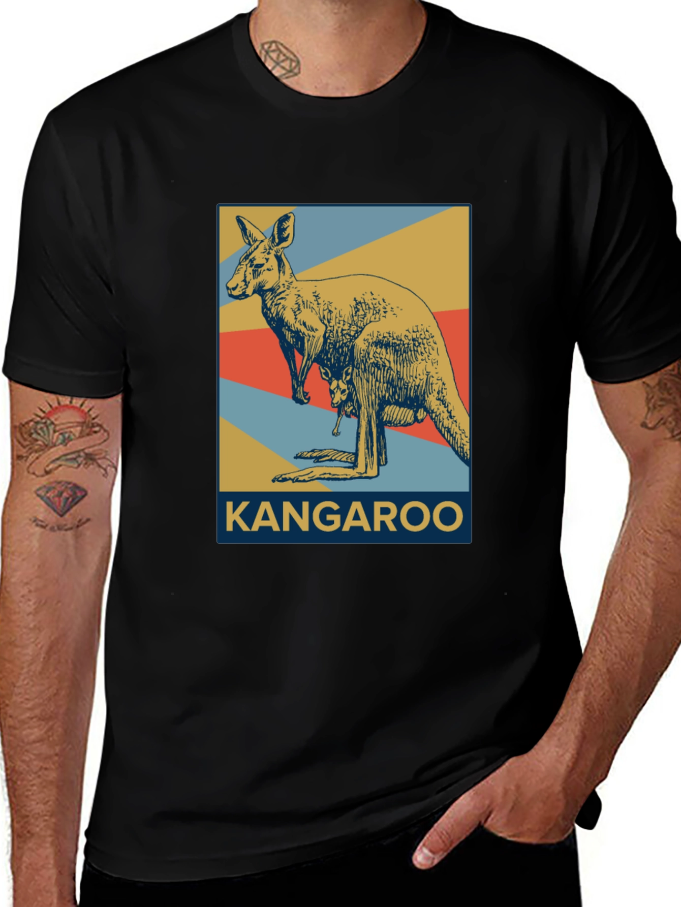 Variant 30 of Kangaroo Graphic Tee - Retro Australian Wildlife Design