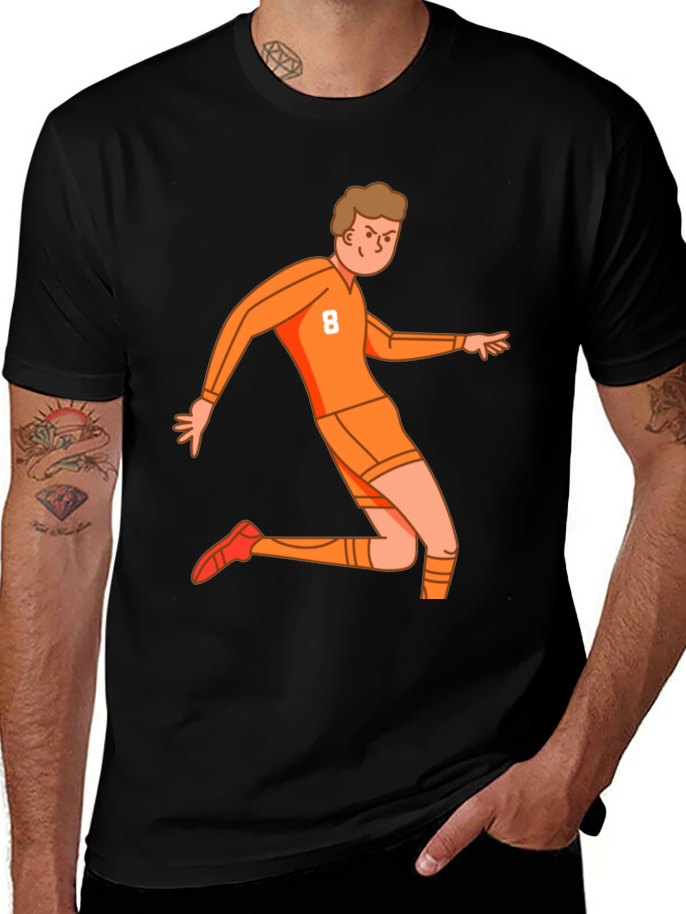 Variant 4 of Orange Soccer Player Graphic Tee