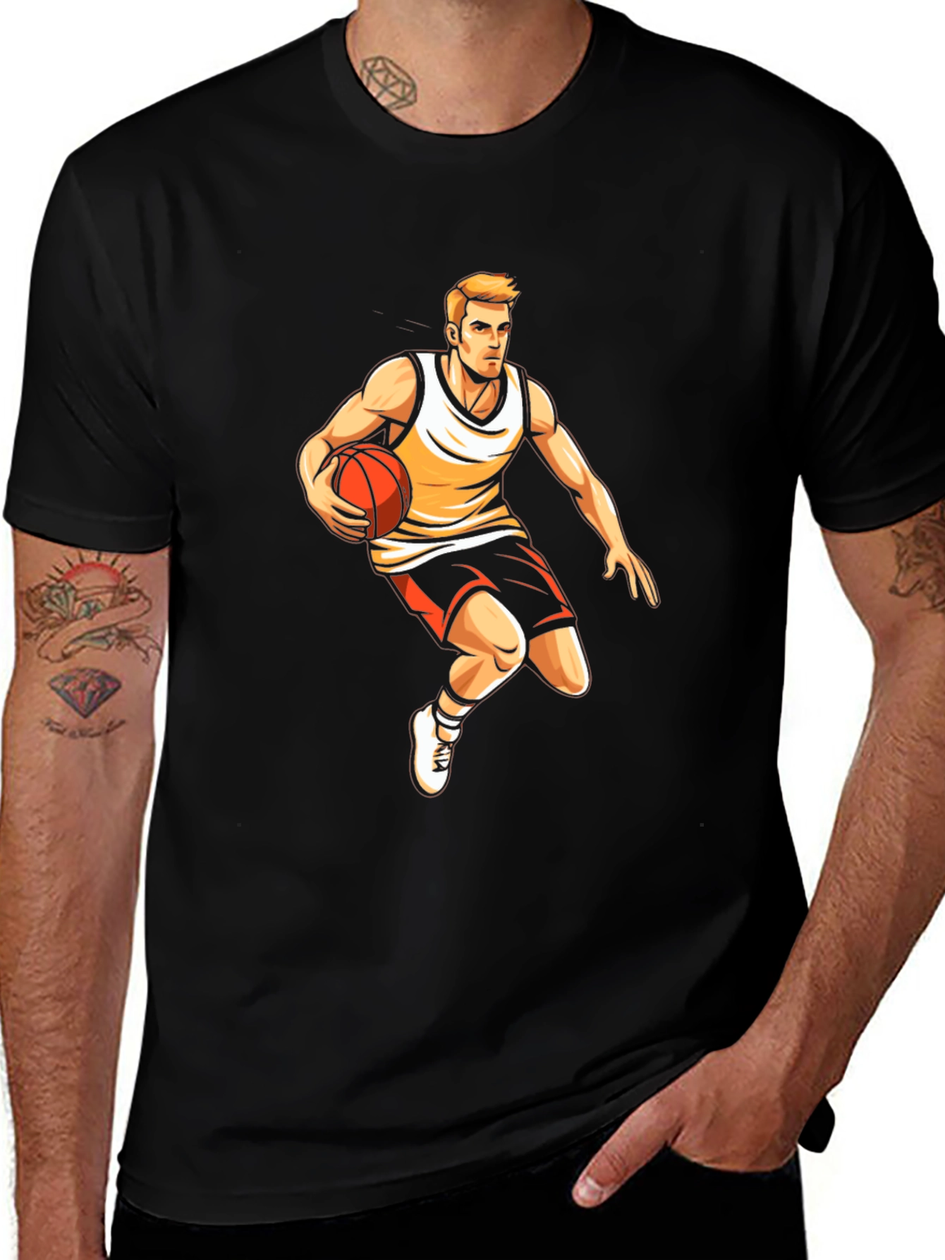Variant 25 of Basketball Player Graphic Black T-Shirt
