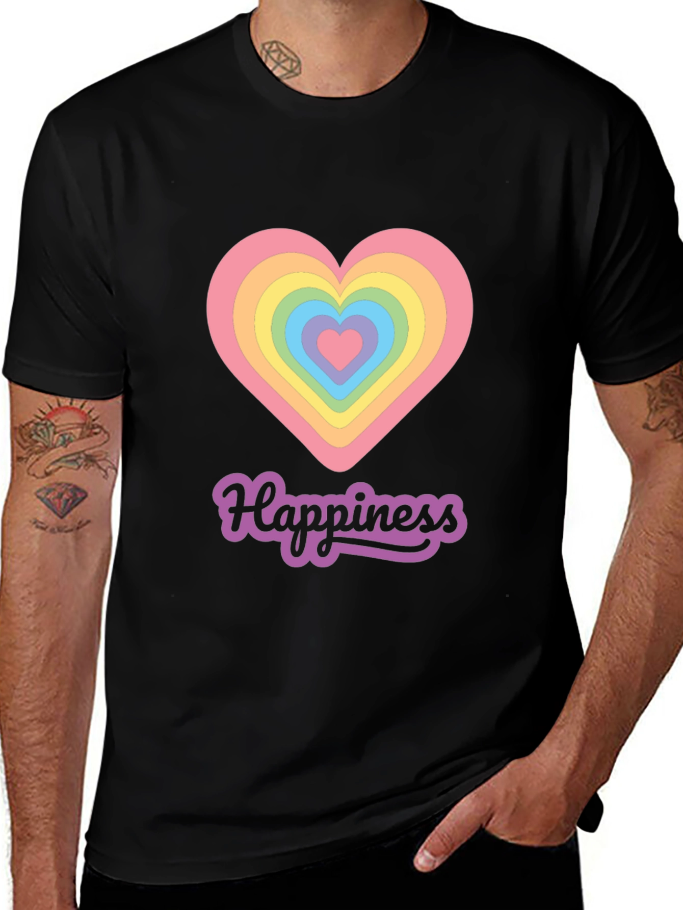 Variant 12 of Happiness Rainbow Heart Graphic Tee