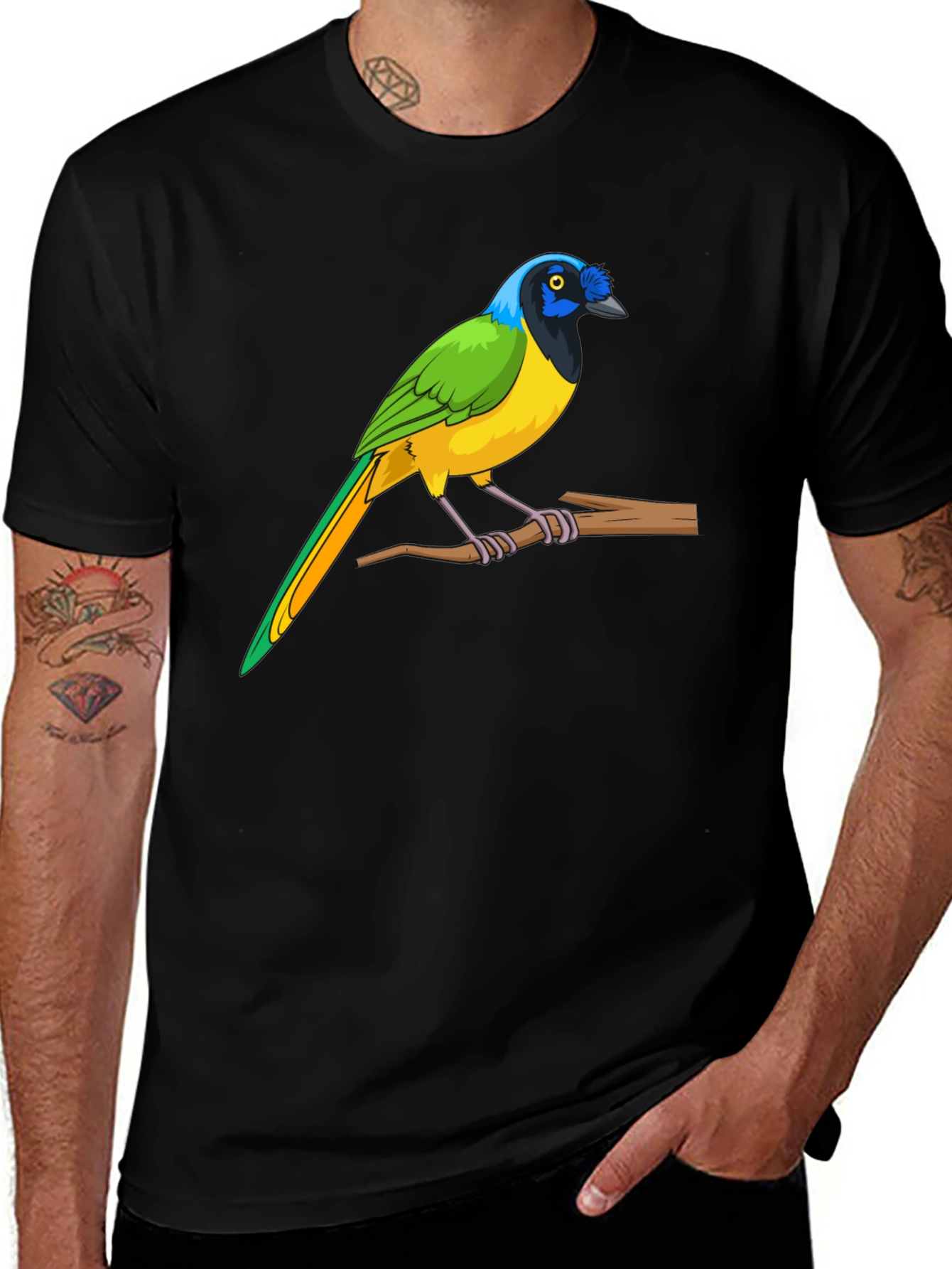 Variant 18 of Bird Graphic Tee - Black Short Sleeve Shirt