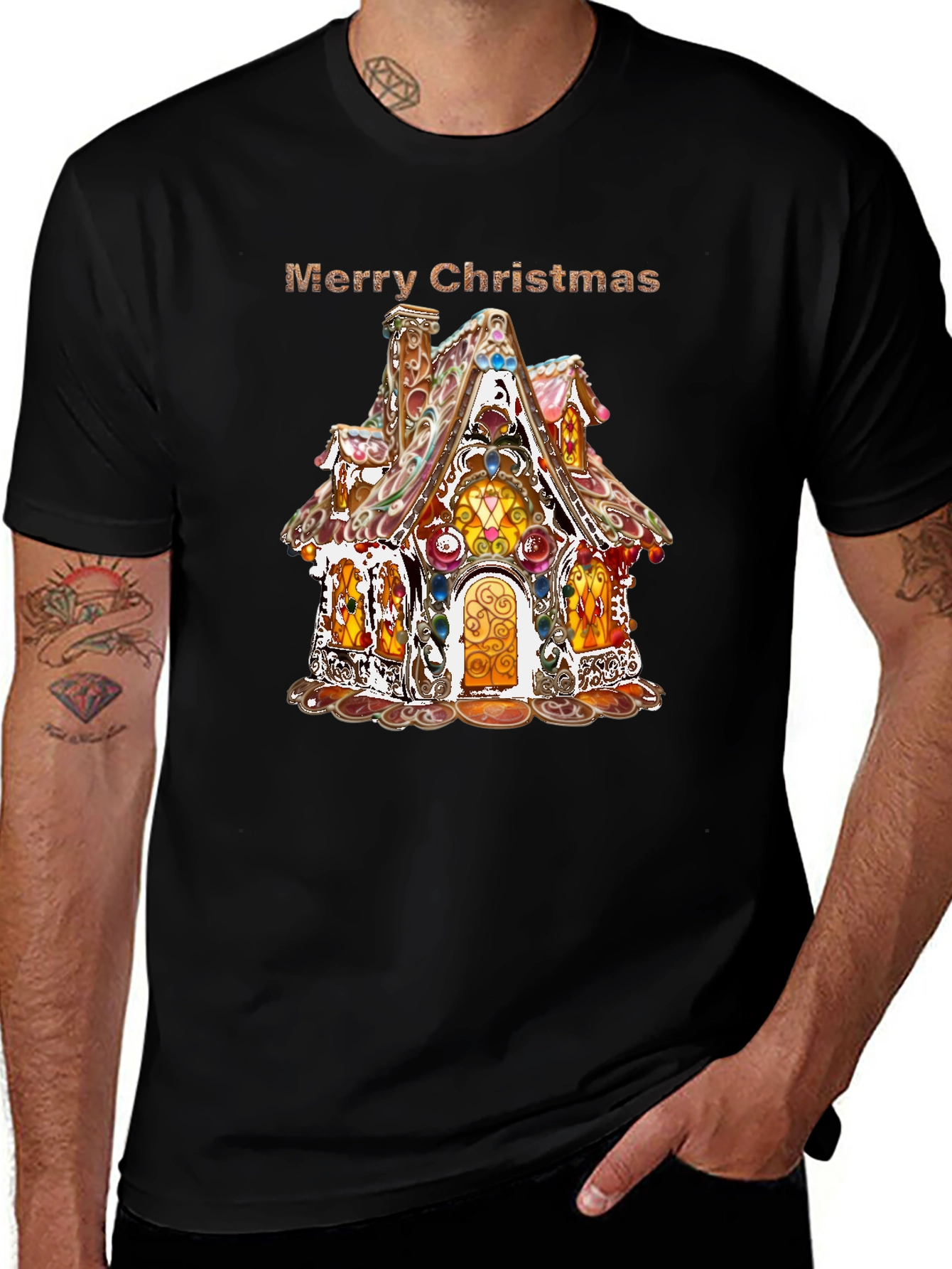 Festive Gingerbread House Christmas T-Shirt