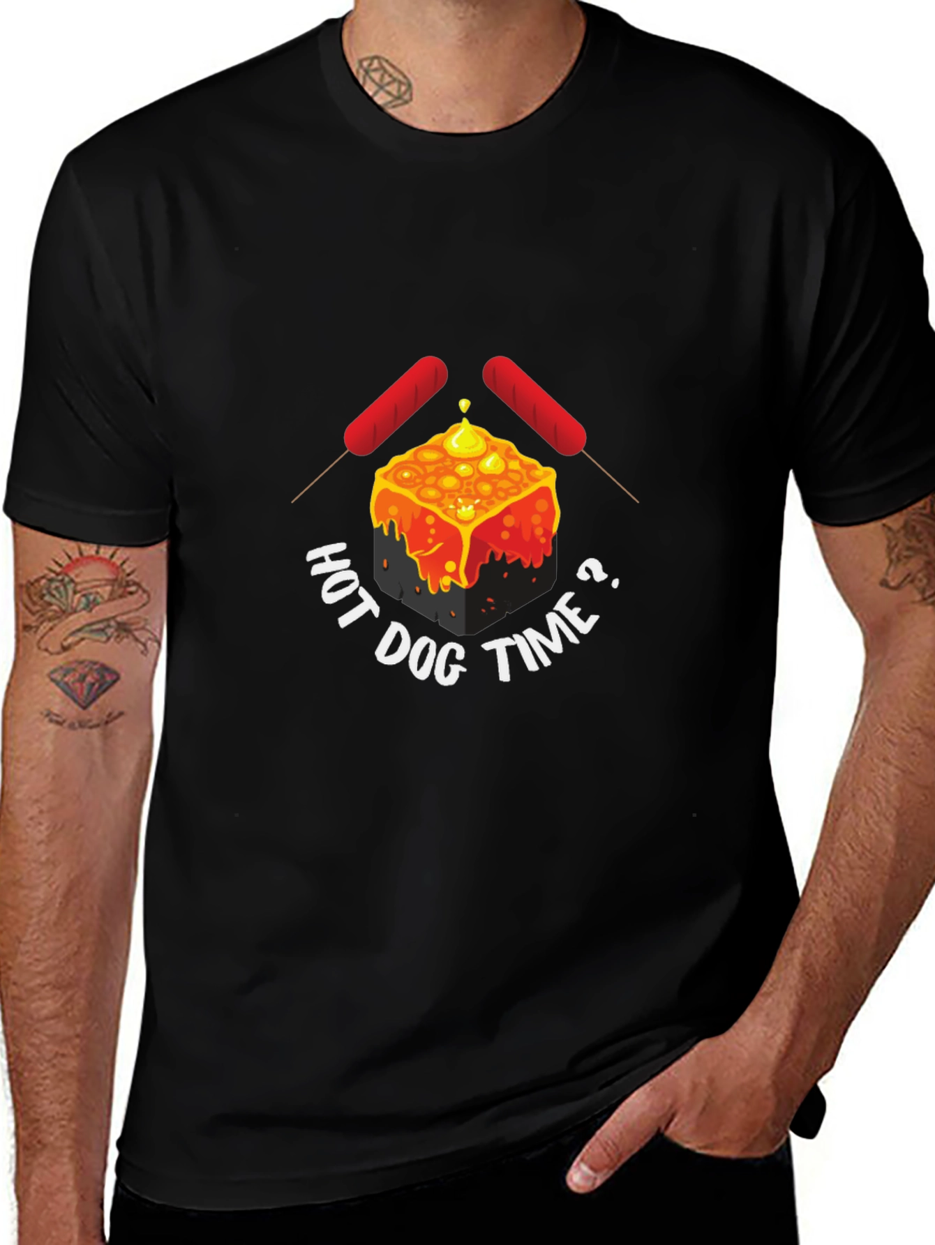 Variant 10 of Hot Dog Time? Graphic Tee - Quirky Foodie Shirt