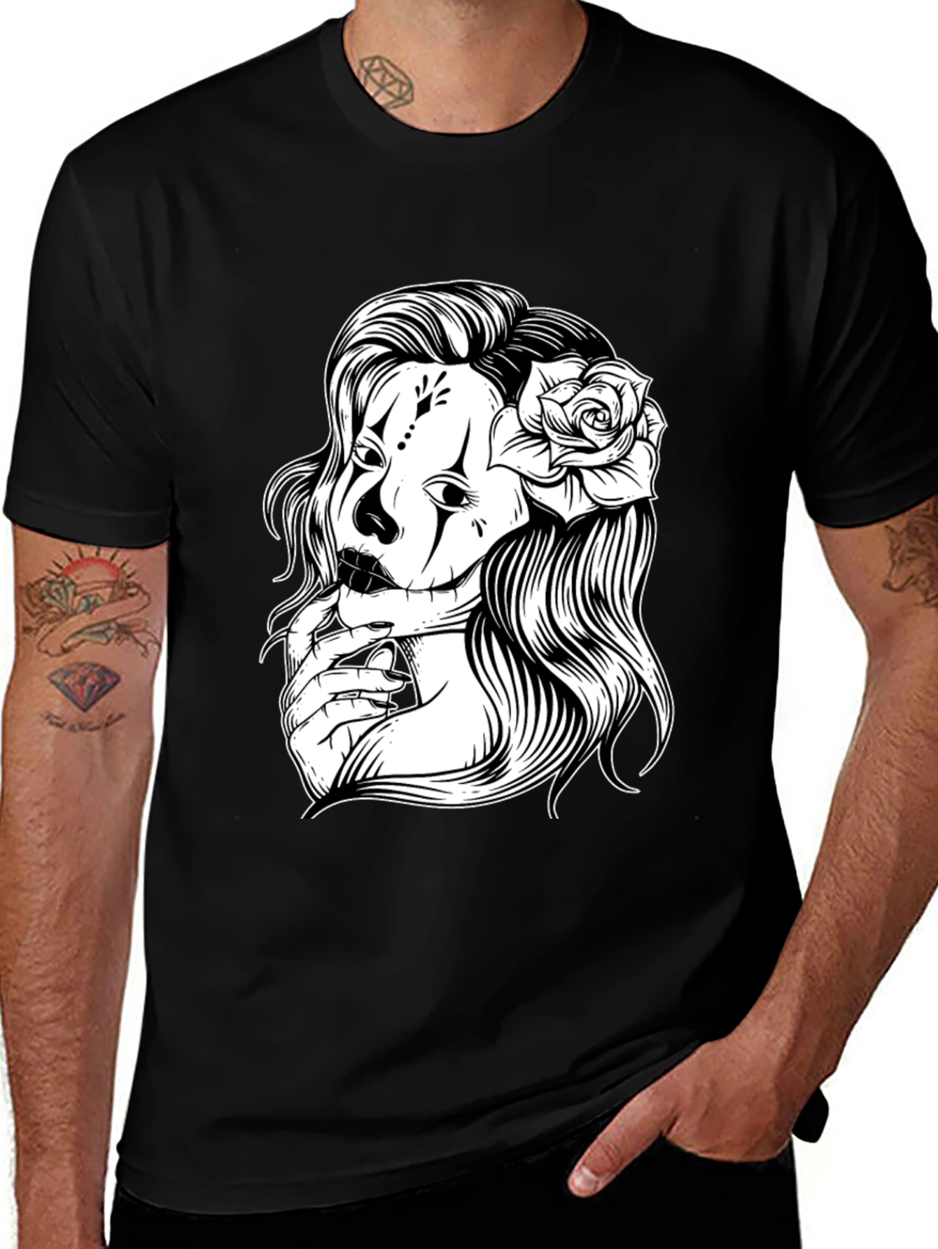 Variant 27 of Creepy Clown Lady Graphic Tee - Men's Black T-Shirt