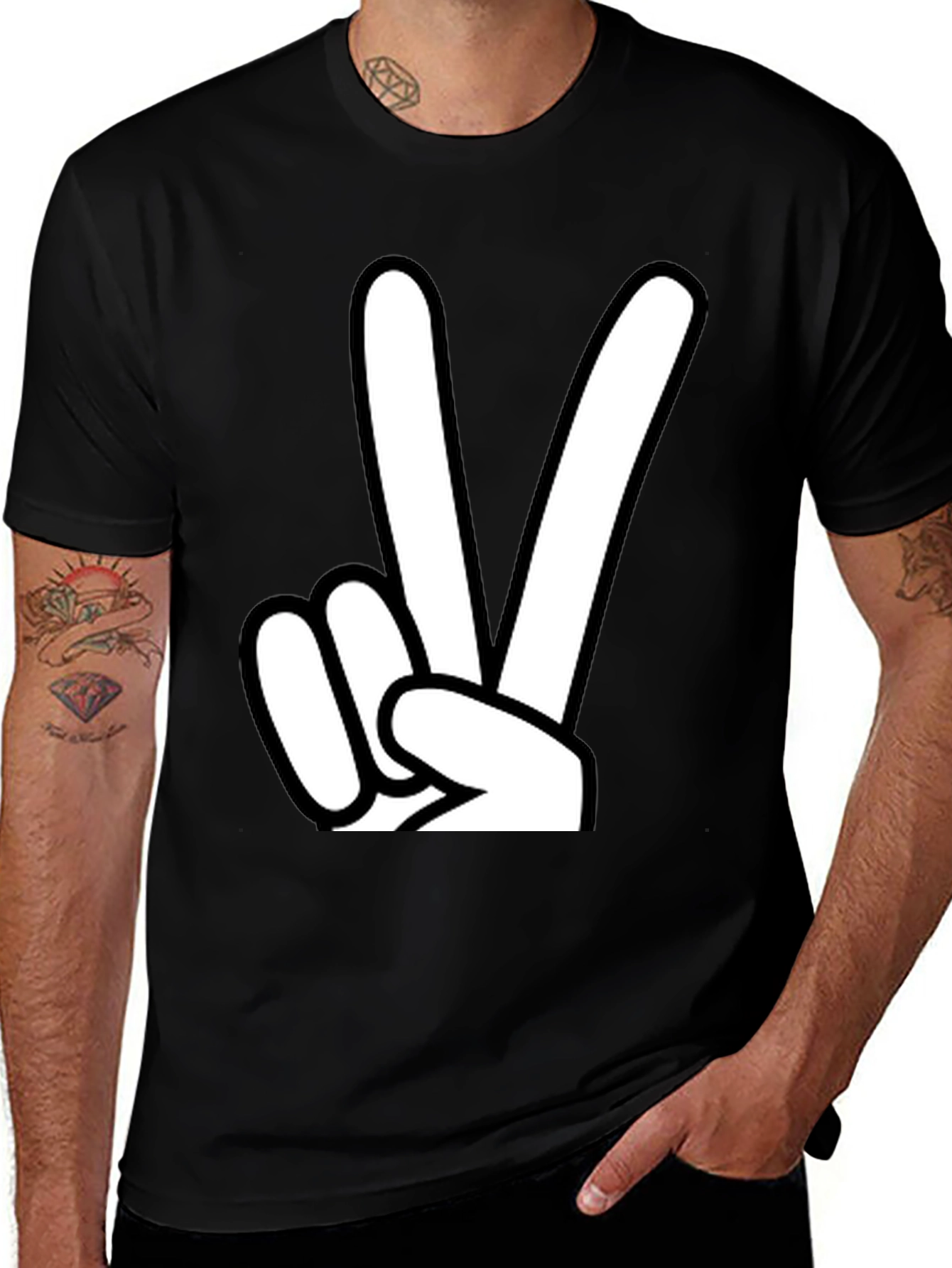 Variant 29 of Peace Sign Graphic Tee - Black