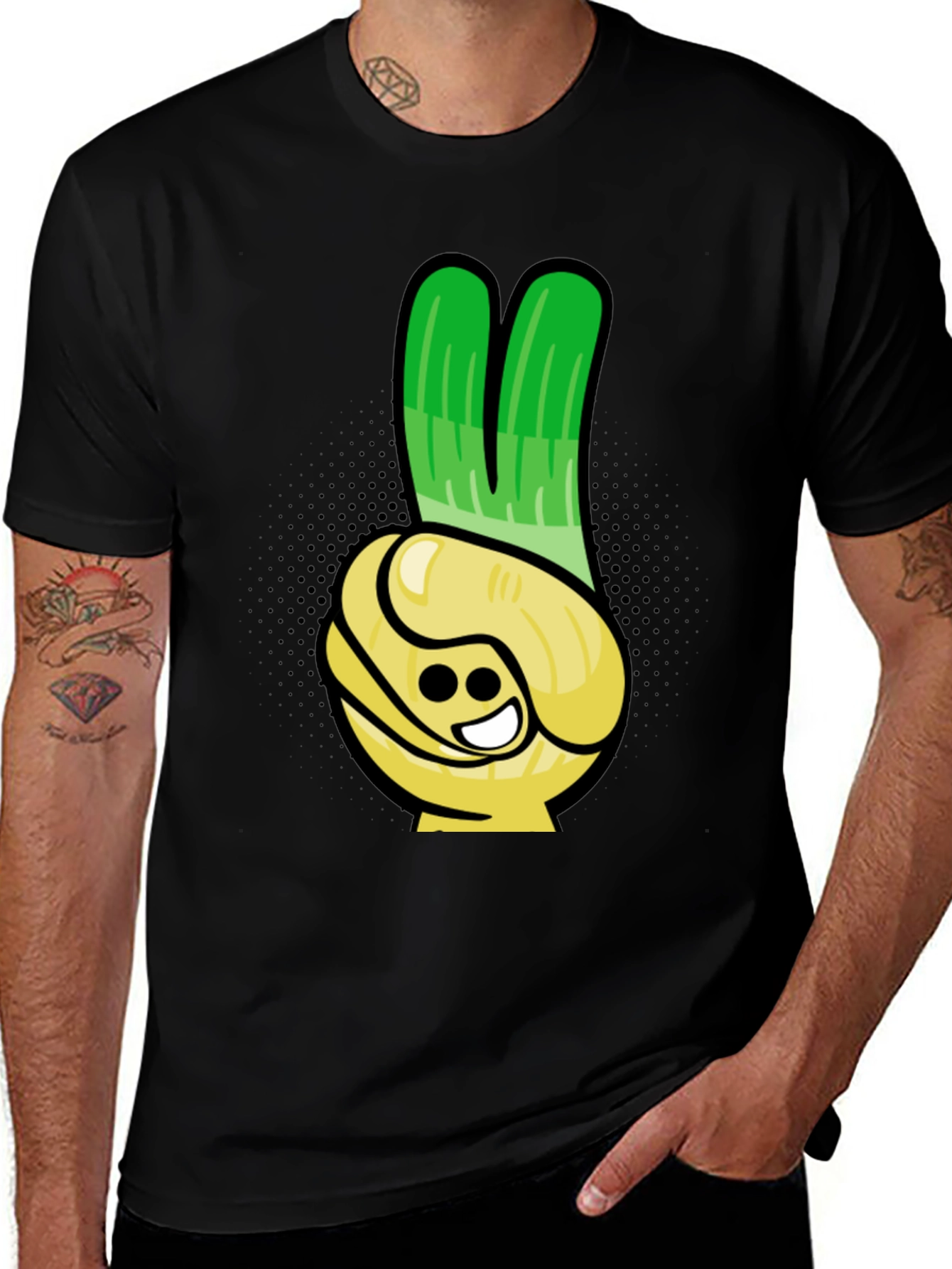 Variant 3 of Leek Peace Sign Graphic T-Shirt