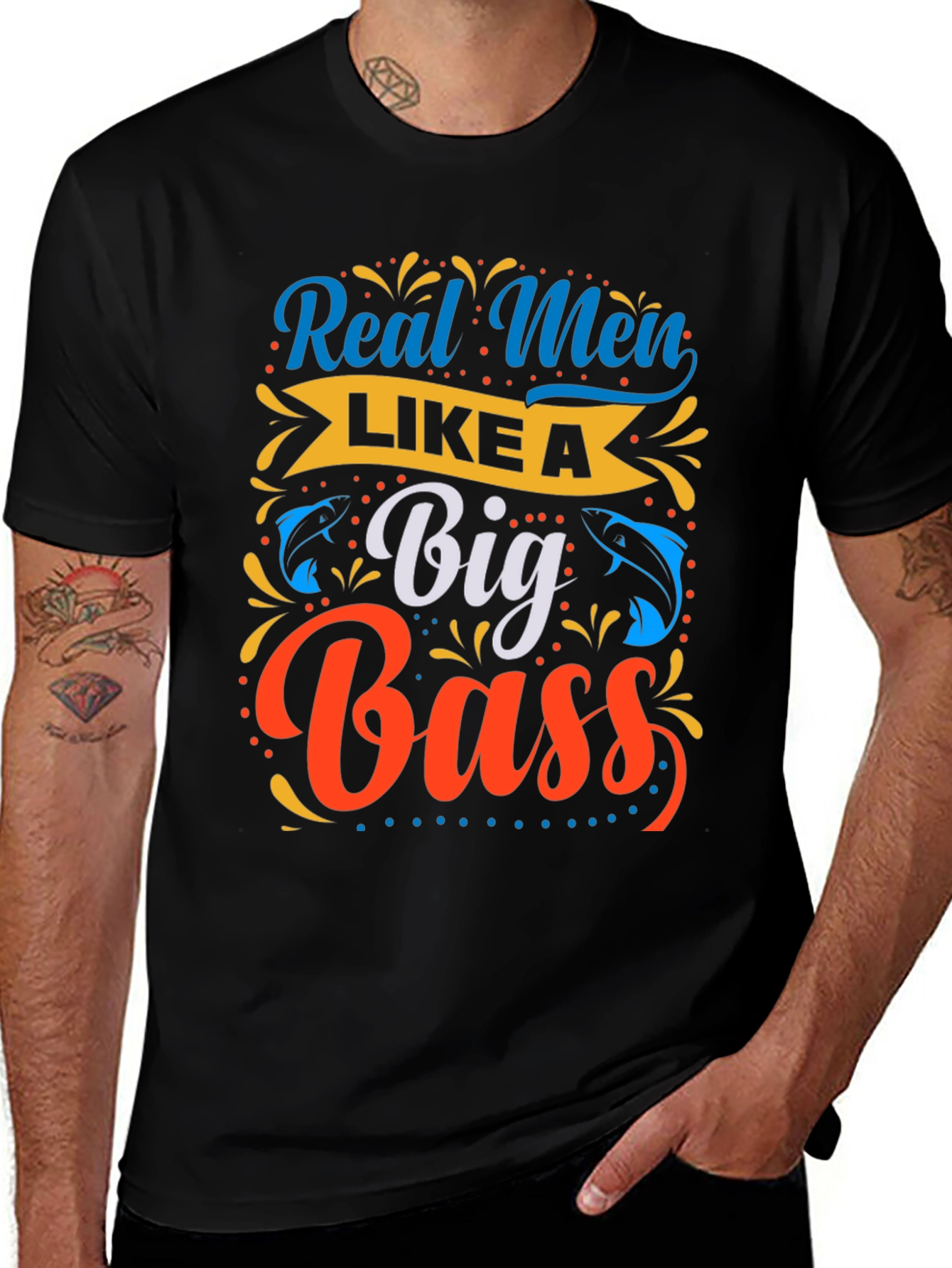 Variant 23 of Real Men Like a Big Bass Fishing T-Shirt