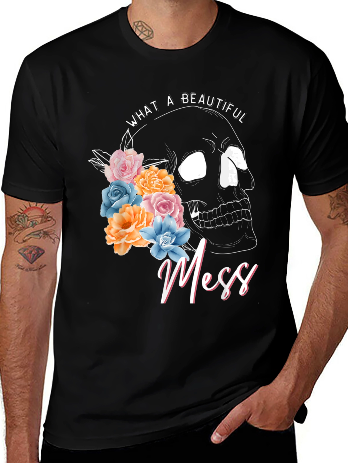 Variant 30 of Beautiful Mess Skull Graphic Tee
